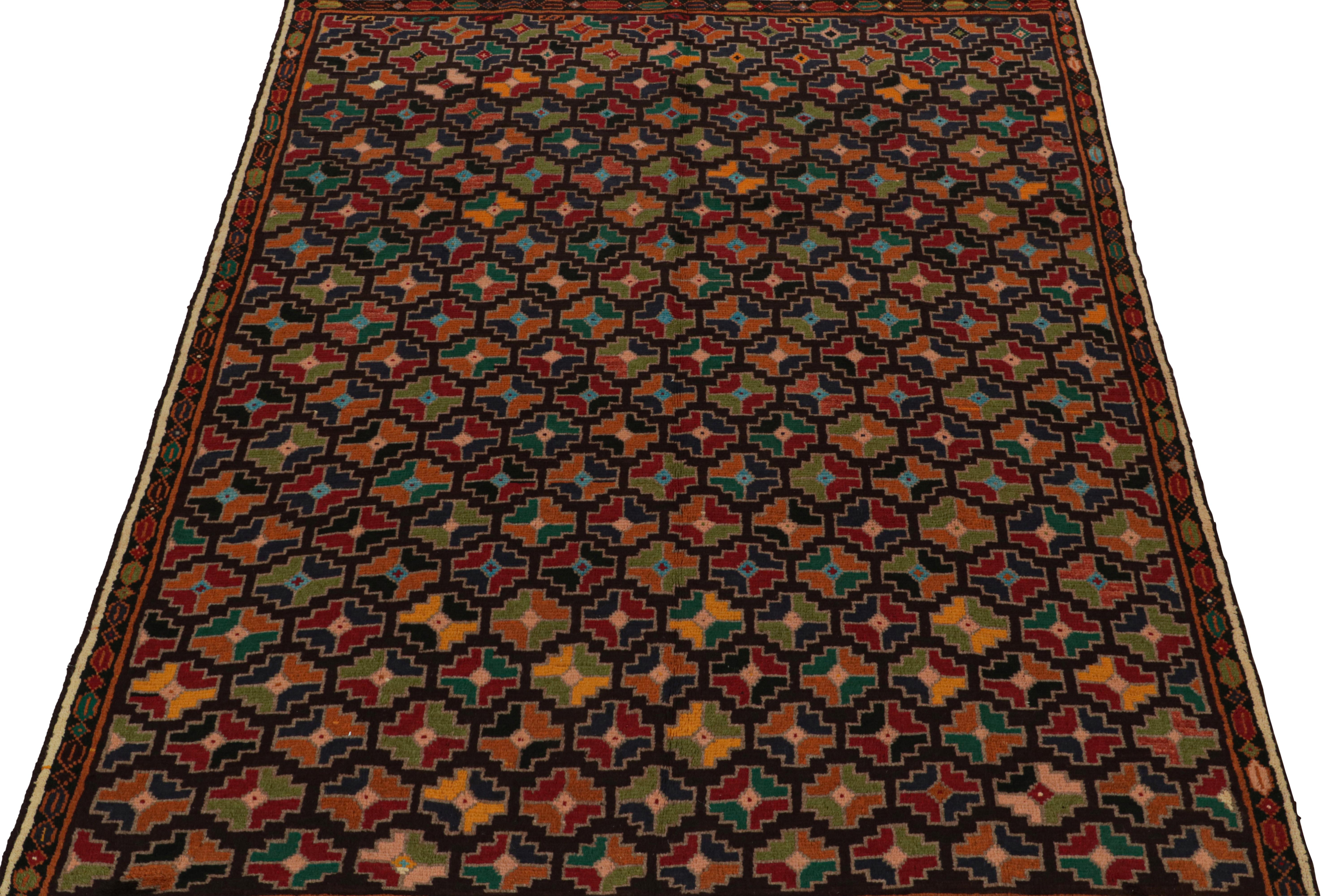 Hand-Knotted Rug & Kilim’s Afghan Baluch Tribal Rug in Multicolor Geometric Patterns For Sale