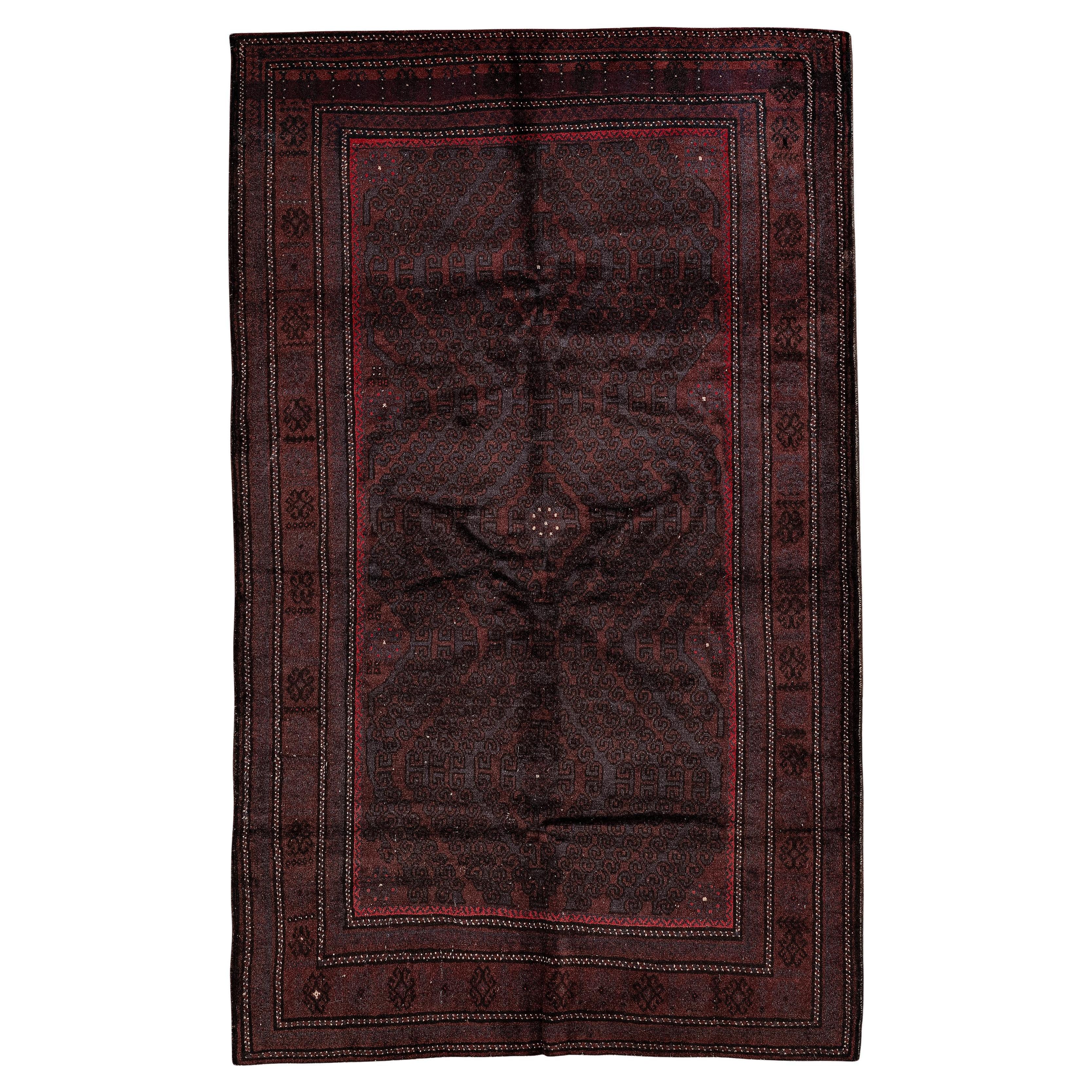 Vintage Baluch Stammes-Teppich in Marineblau und Wein Wolle, 1940er Jahre im Angebot