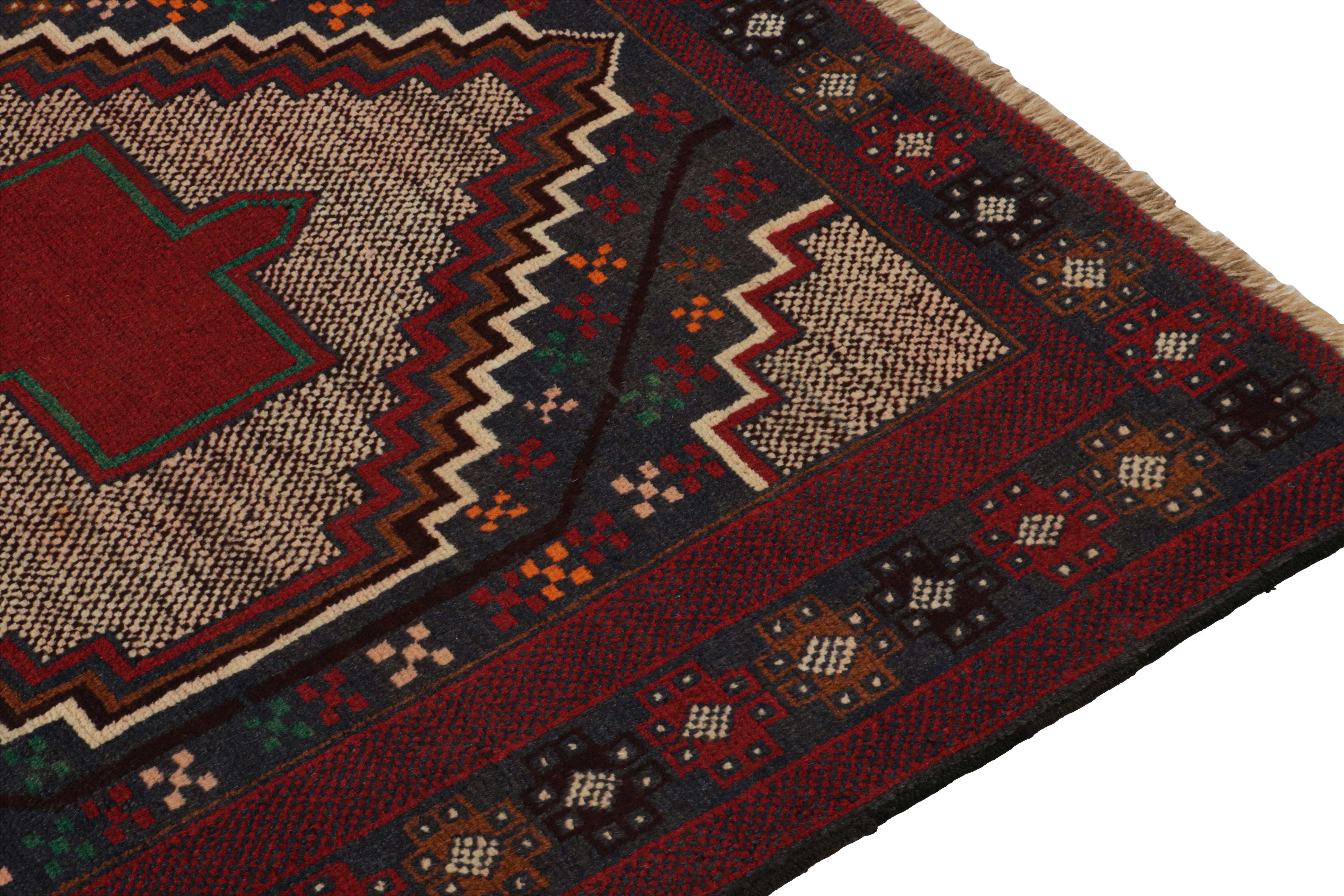 Vintage Baluch Tribal Rug in Navy Blue with Medallions, from Rug & Kilim In Good Condition For Sale In Long Island City, NY