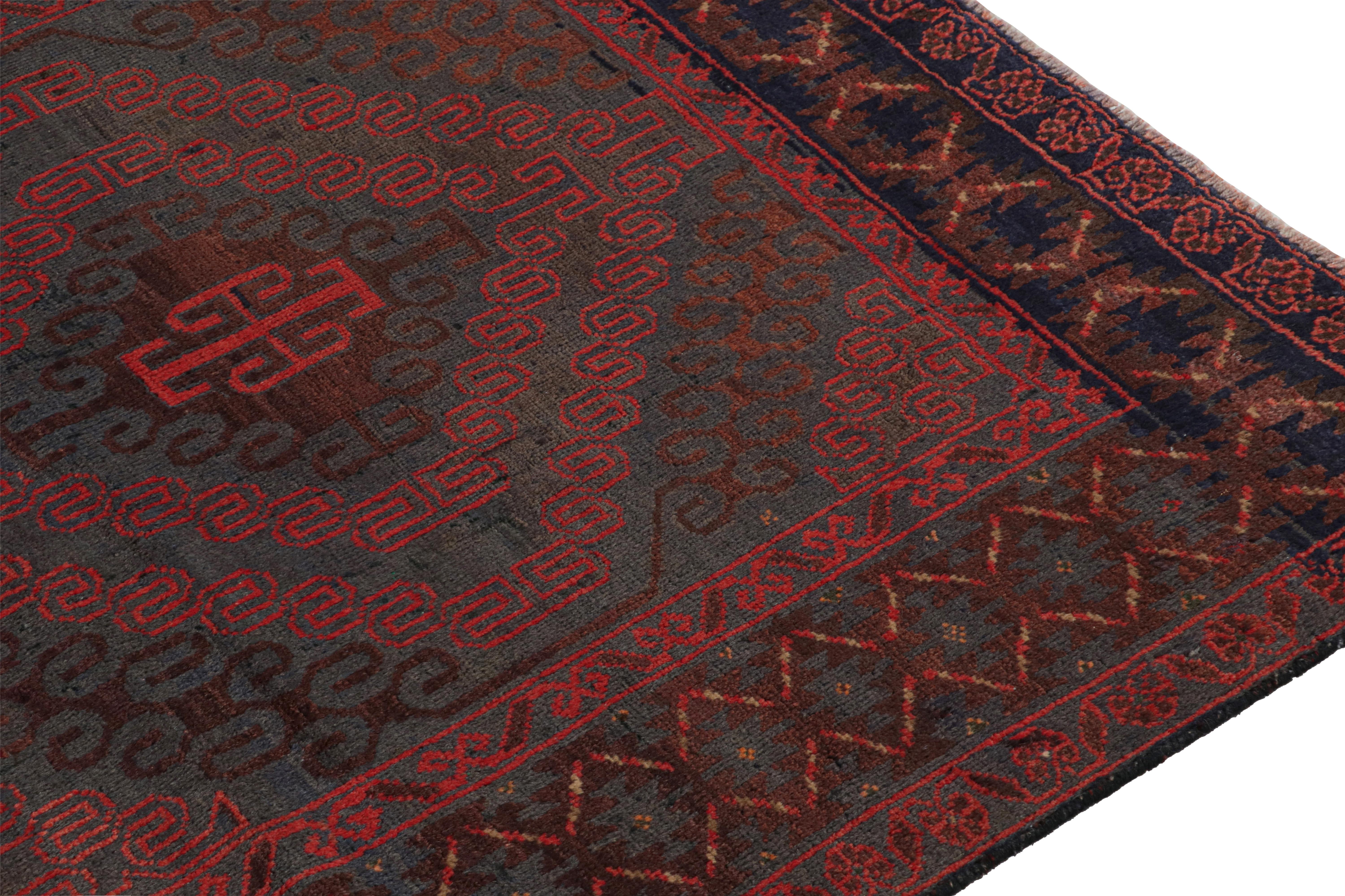 Vintage Baluch Tribal Rug in Red, Blue & Brown Patterns from Rug & Kilim In Good Condition For Sale In Long Island City, NY