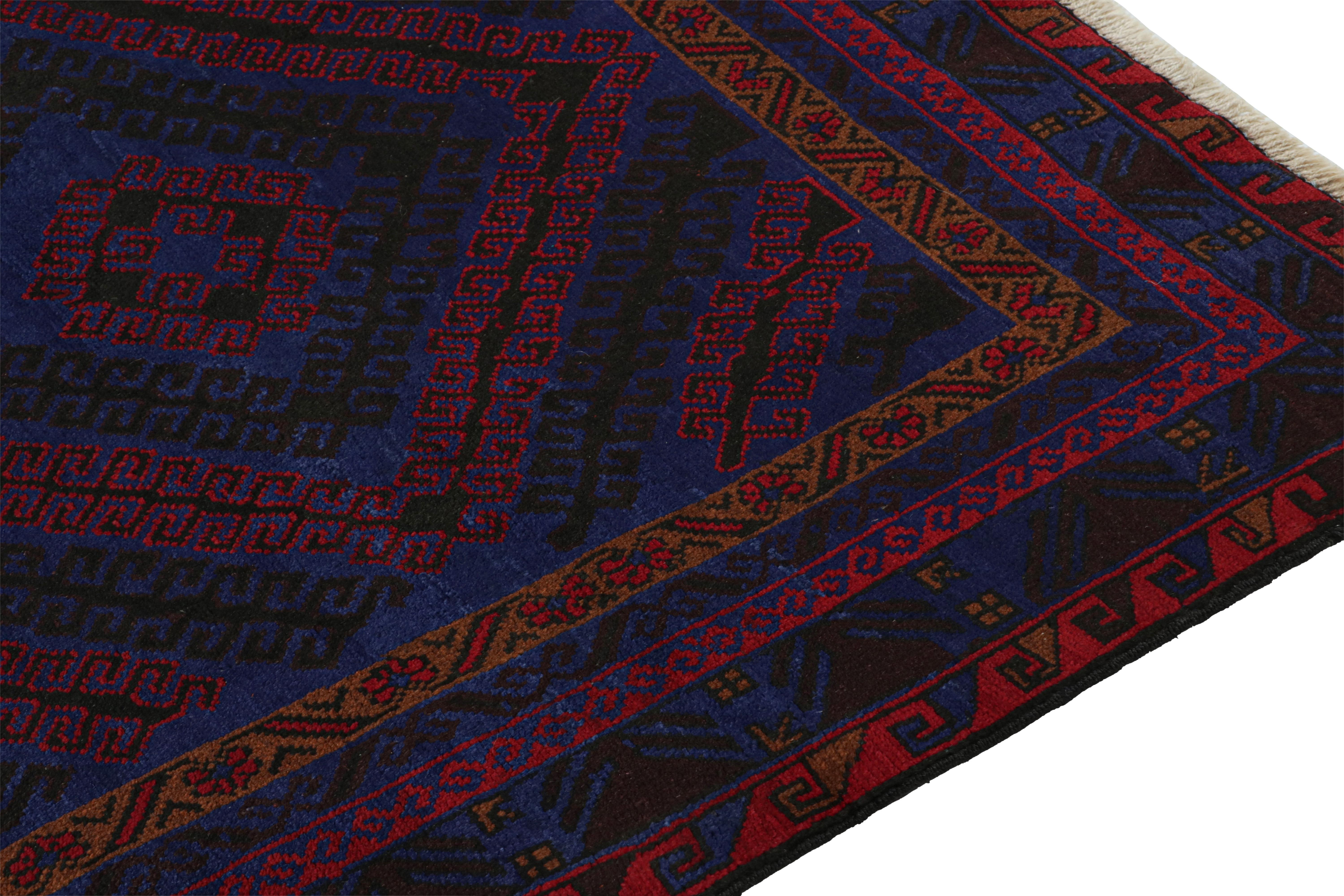Vintage Baluch Tribal Rug in Red & Blue Geometric Pattern, from Rug & Kilim In Good Condition For Sale In Long Island City, NY