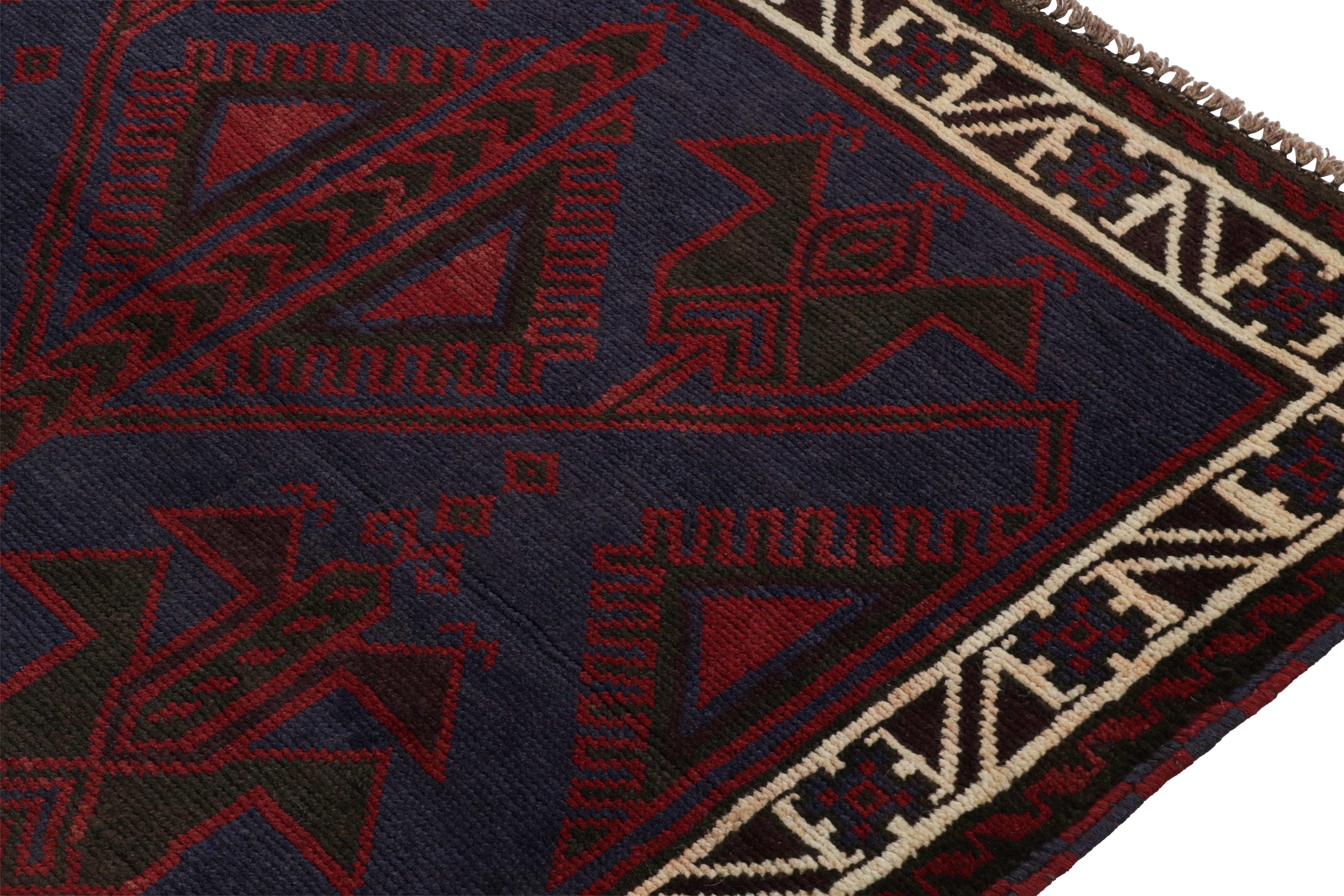 Vintage Baluch Tribal Rug in Red & Blue Geometric Patterns, from Rug & Kilim In Good Condition For Sale In Long Island City, NY