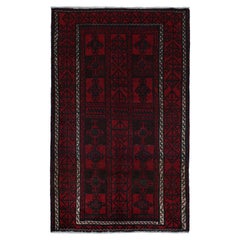 Vintage Baluch Stammesteppich in Rot & Marineblau Geometrisches Muster, von Rug & Kilim
