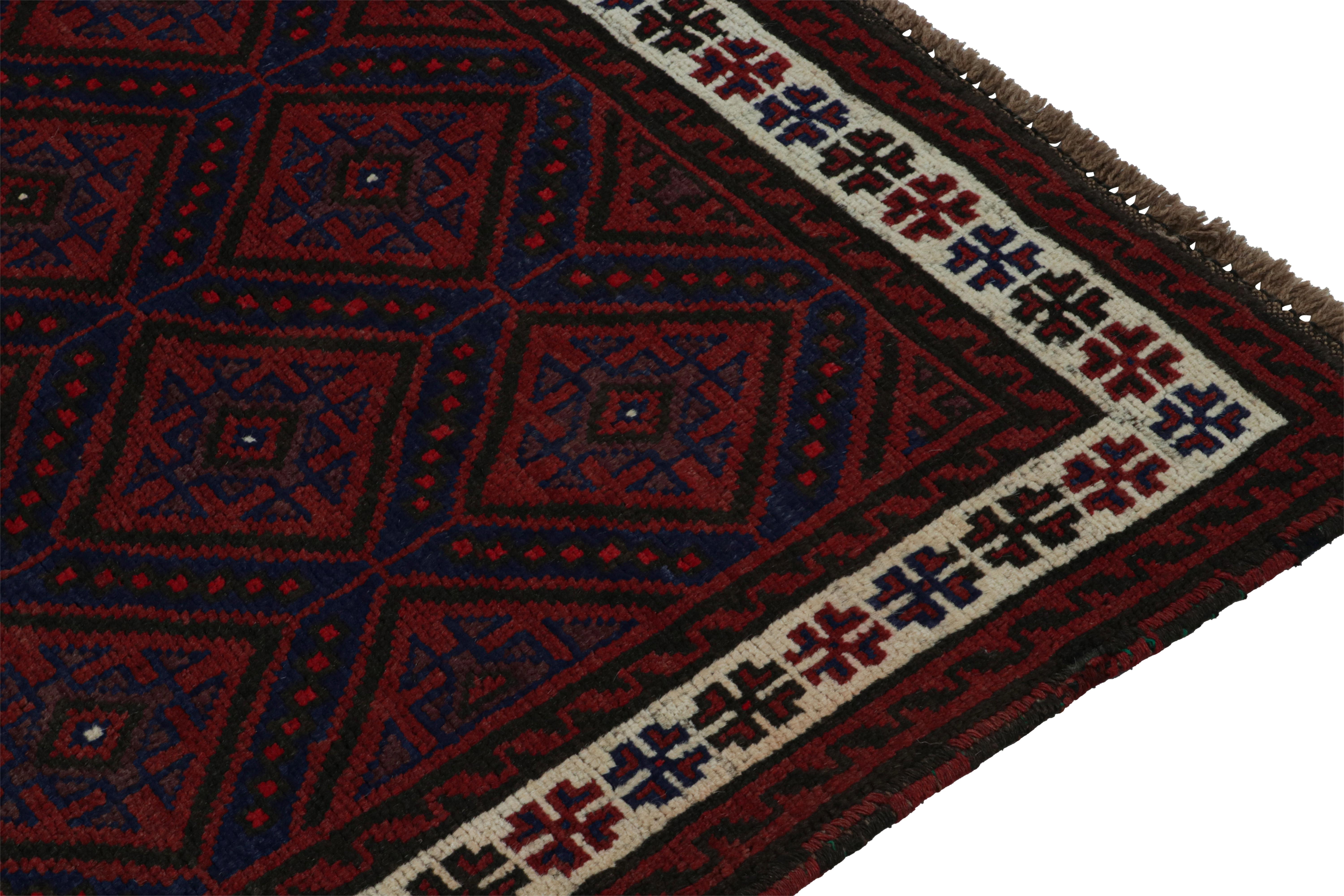 Vintage Baluch Tribal Rug in Red & Navy Blue Patterns by Rug & Kilim In Good Condition For Sale In Long Island City, NY