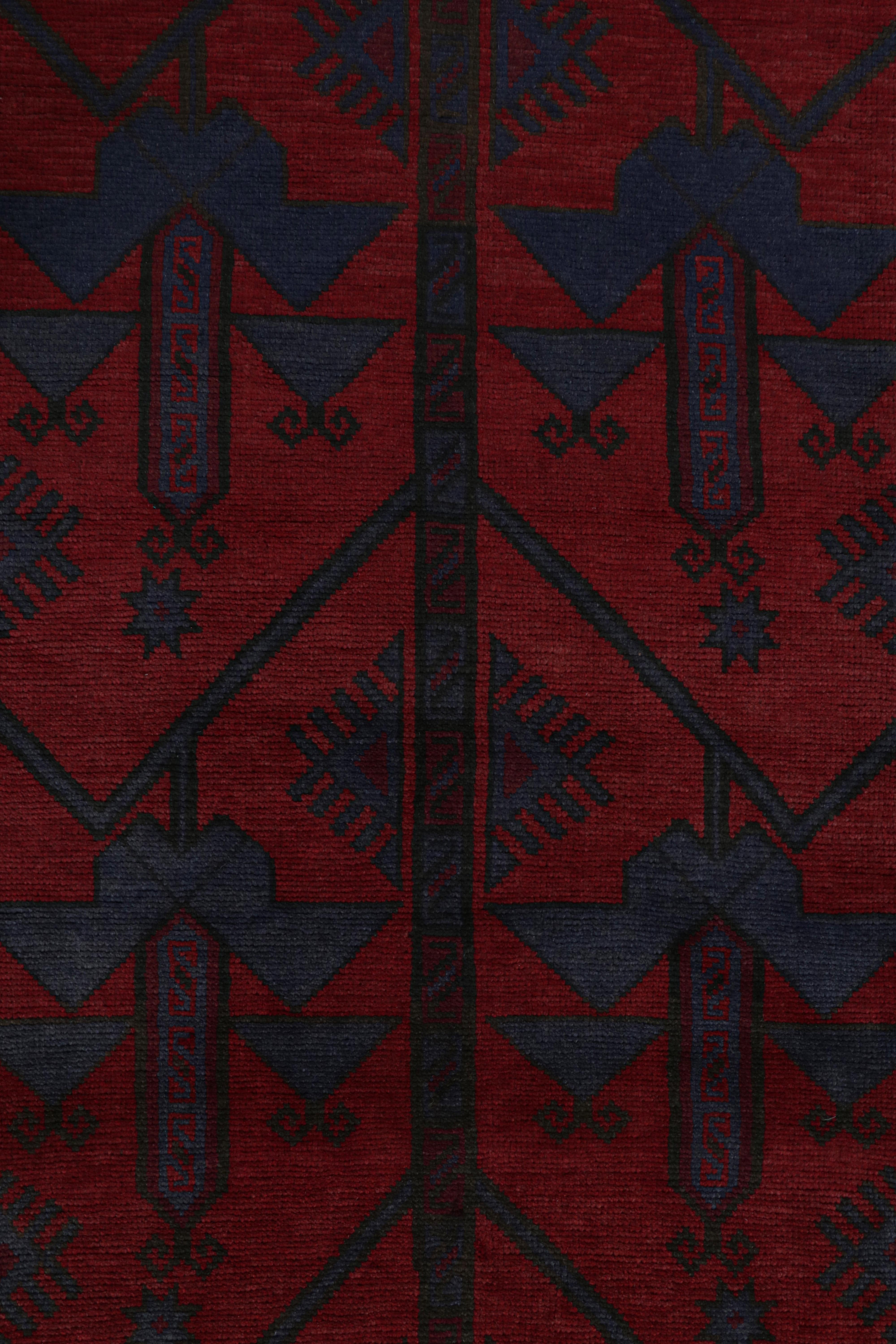 Mid-20th Century Vintage Baluch Tribal Rug in Red & Navy Blue Patterns from Rug & Kilim For Sale