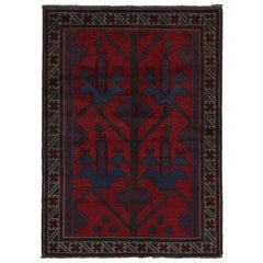 Vintage Baluch Tribal Rug in Red & Navy Blue Patterns from Rug & Kilim