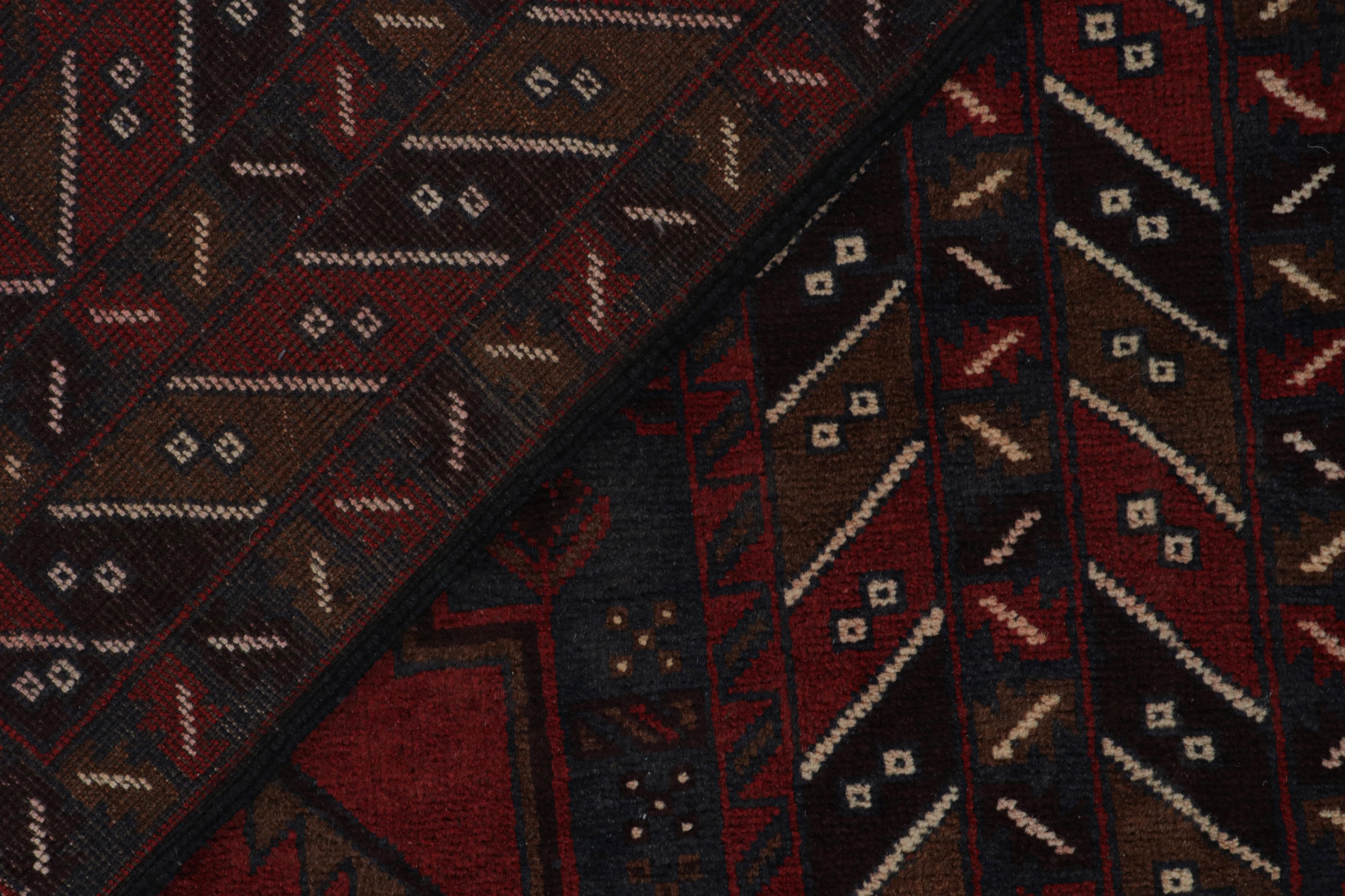 Wool Vintage Baluch Tribal Rug in Red with Geometric Patterns, from Rug & Kilim For Sale