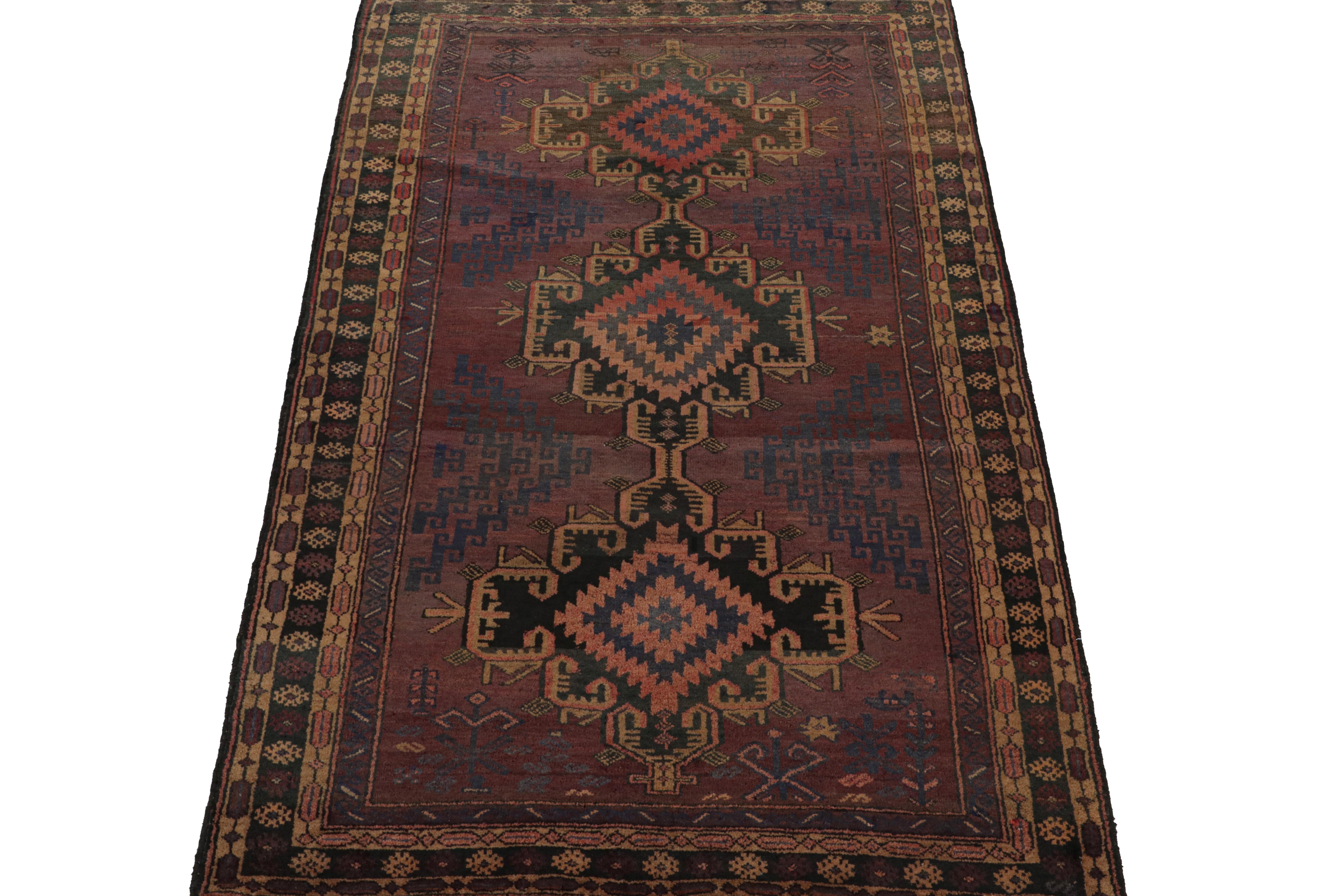 Afghan Vintage Baluch Tribal Rug with Red and Brown Medallions, from Rug & Kilim For Sale
