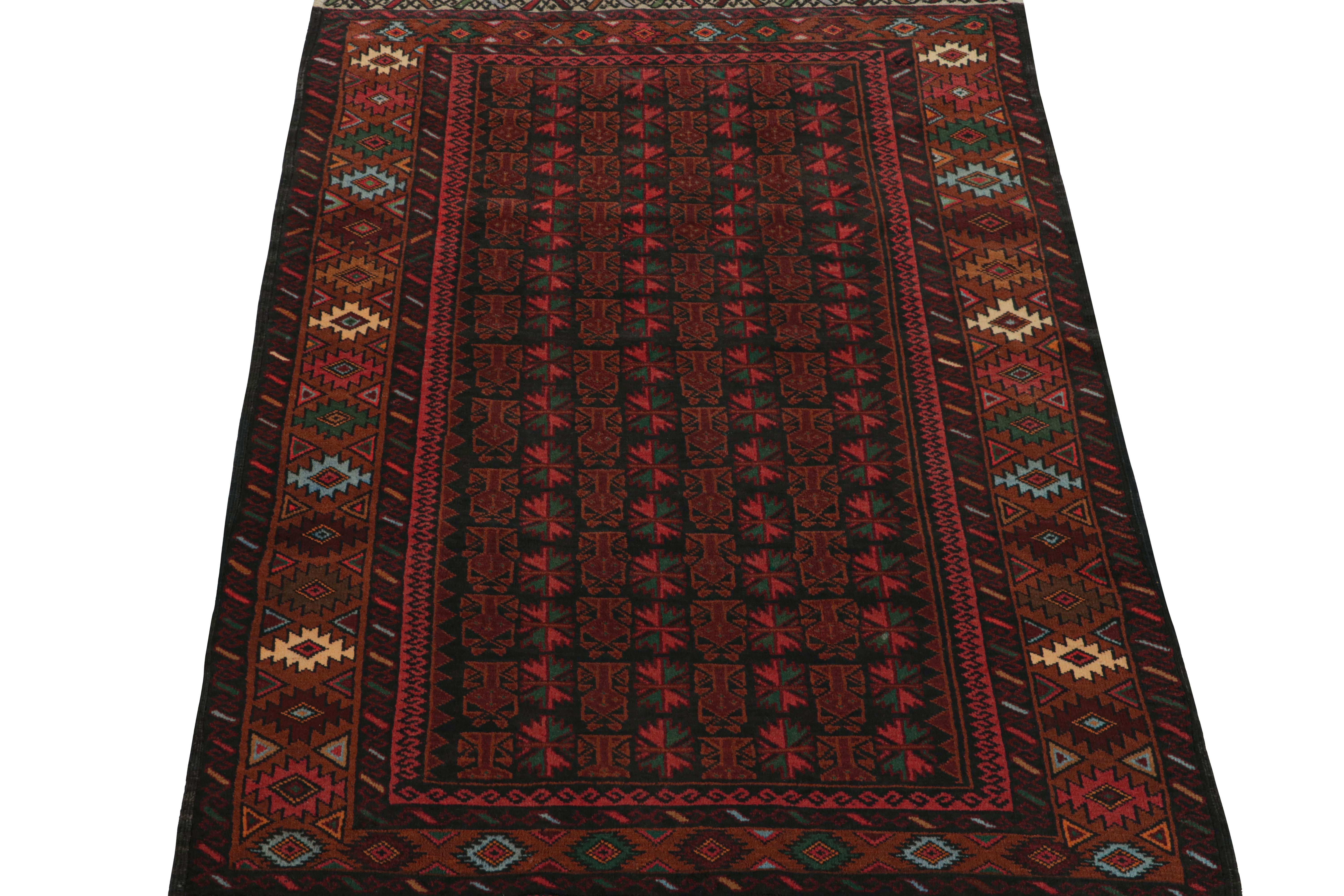 Afghan Vintage Baluch Tribal Rug with Red & Teal Geometric Patterns, from Rug & Kilim For Sale