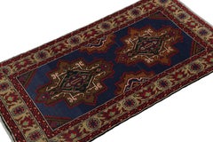 Vintage Baluch Tribal Runner in Red, Blue & Brown Patterns by Rug & Kilim