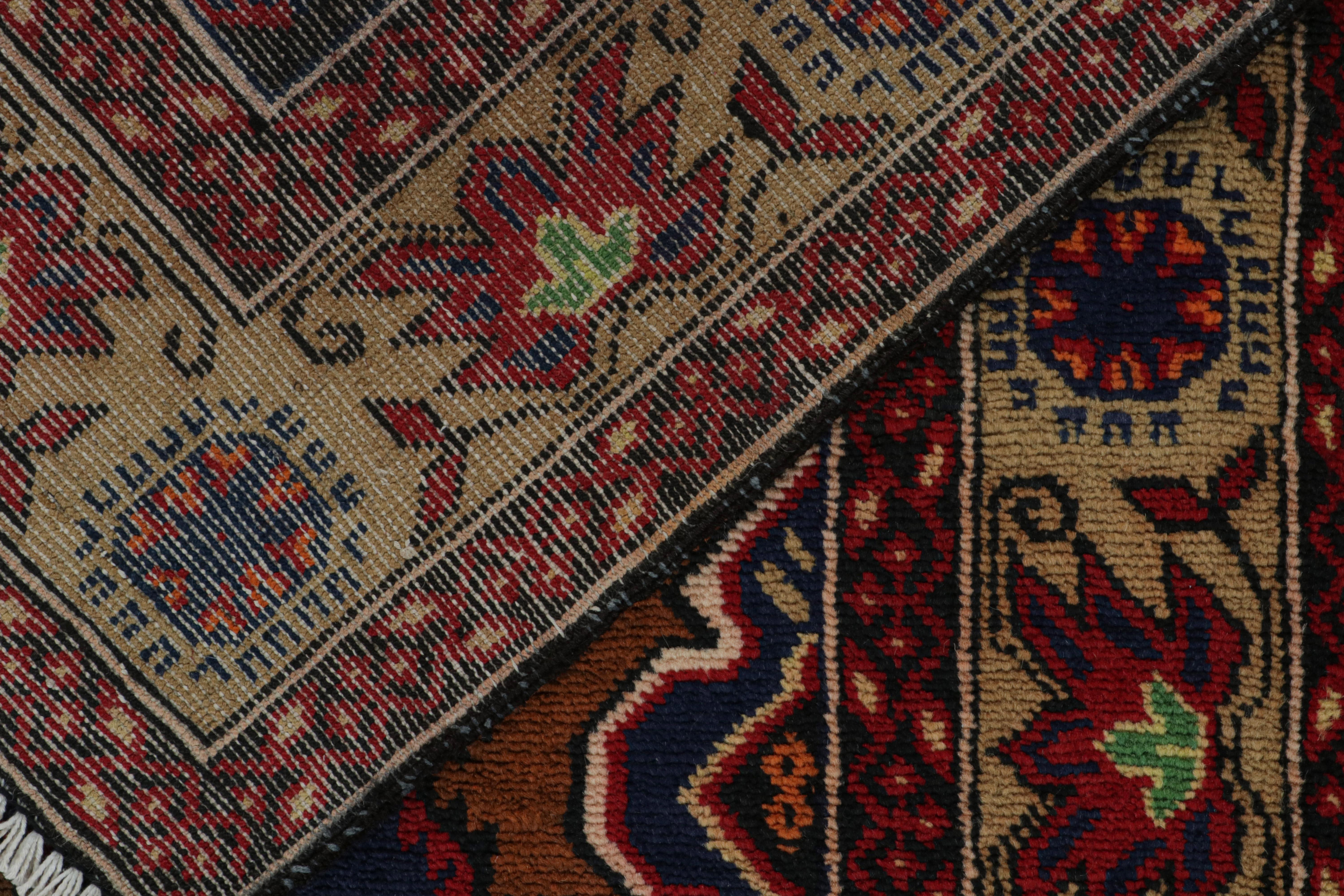 Goat Hair Vintage Baluch Tribal Runner in Red, Blue & Brown Patterns by Rug & Kilim For Sale