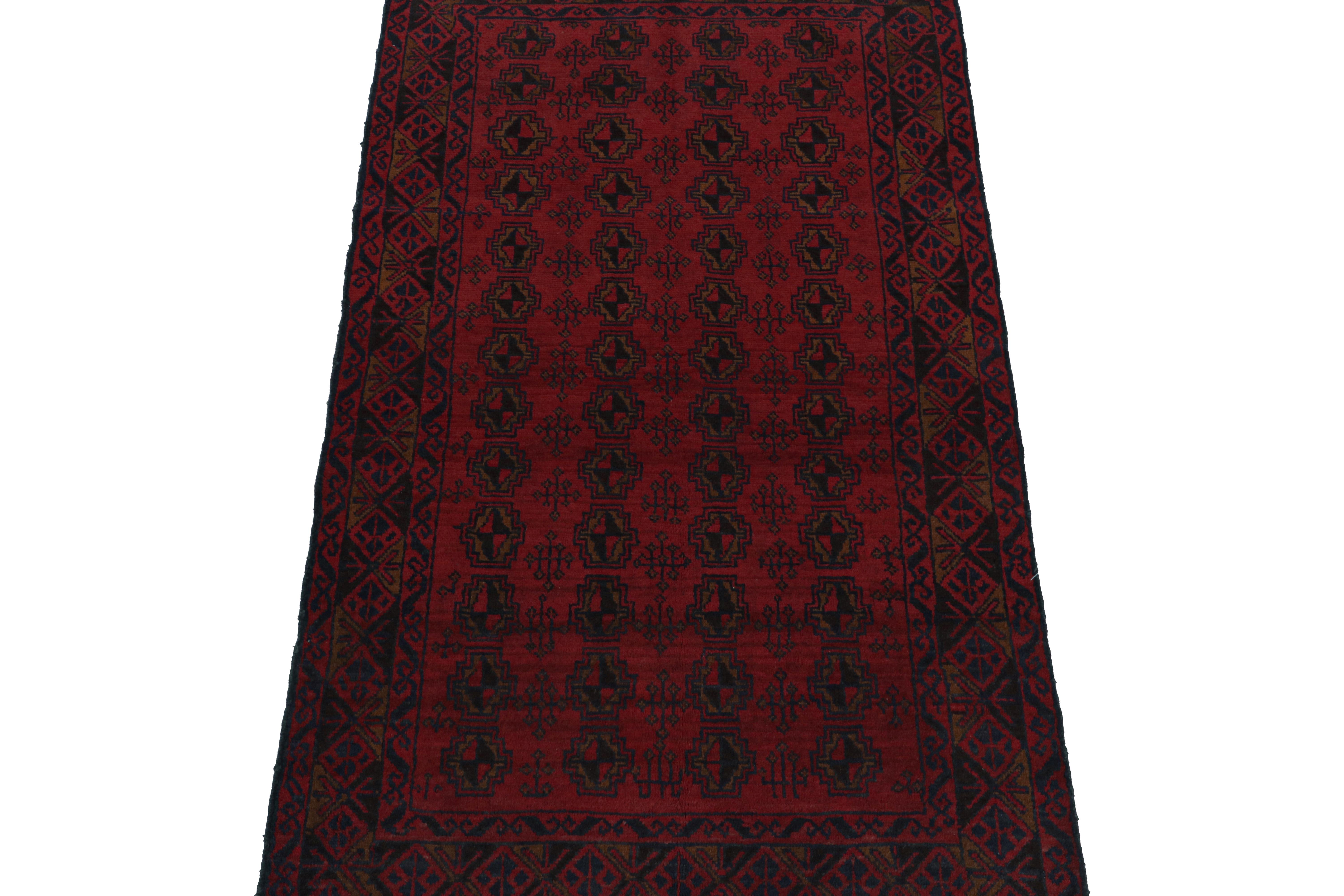 Afghan Vintage Baluch Tribal Runner in Red & Navy Blue Patterns from Rug & Kilim For Sale