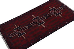 Rug & Kilim’s Baluch Runner Rug with Burgundy and Dark Blue Geometric Medallions