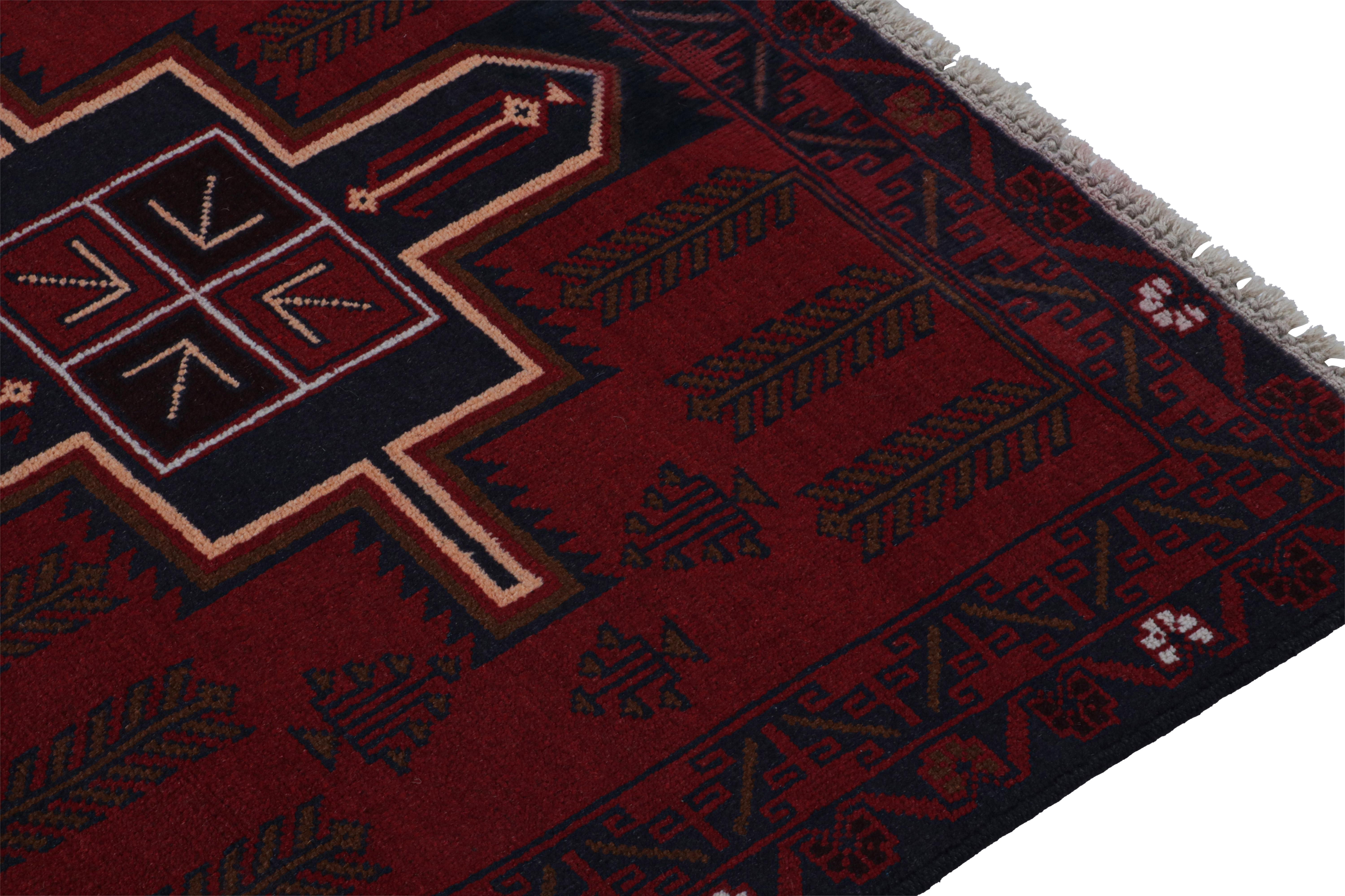Vintage Baluch Tribal Runner Rug in Red with Geometric Patterns from Rug & Kilim In Good Condition For Sale In Long Island City, NY