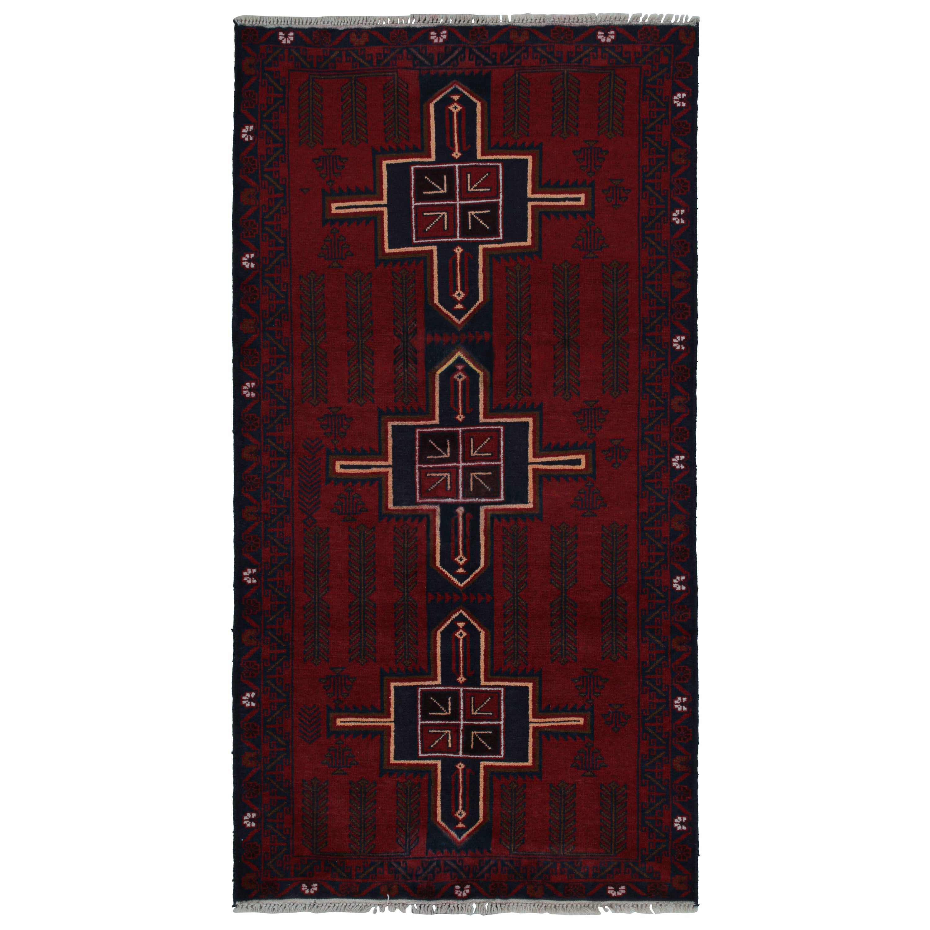Vintage Baluch Tribal Runner Rug in Red with Geometric Patterns from Rug & Kilim