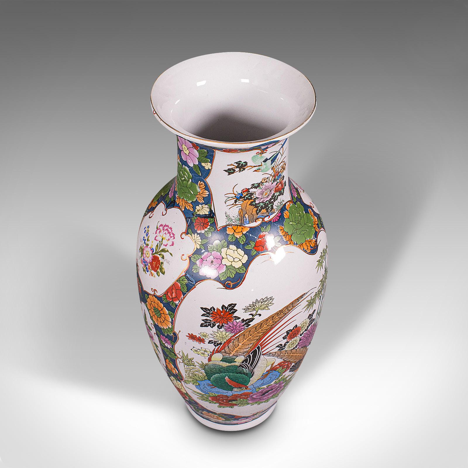 Vintage Baluster Flower Vase, Oriental, Ceramic, Display Urn, Art Deco