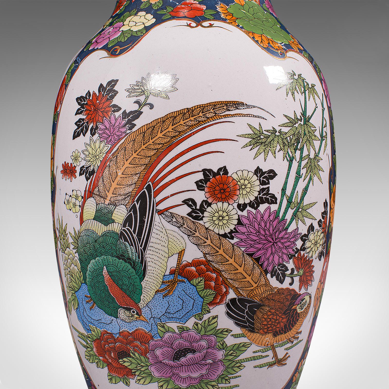 Vintage Baluster Flower Vase, Oriental, Ceramic, Display Urn, Art Deco