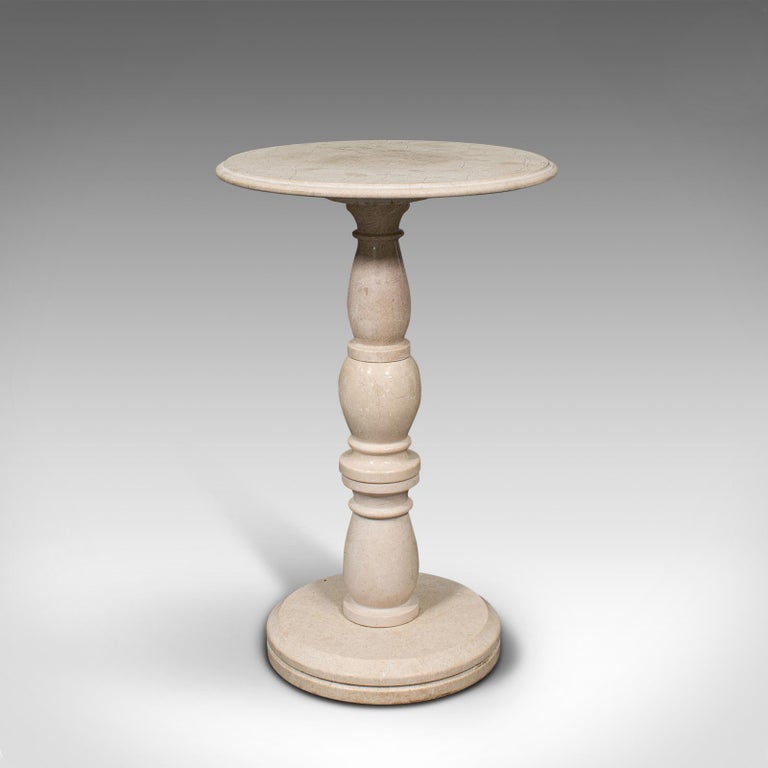 Vintage Baluster Side Table, English, Travertine Marble, Display ...