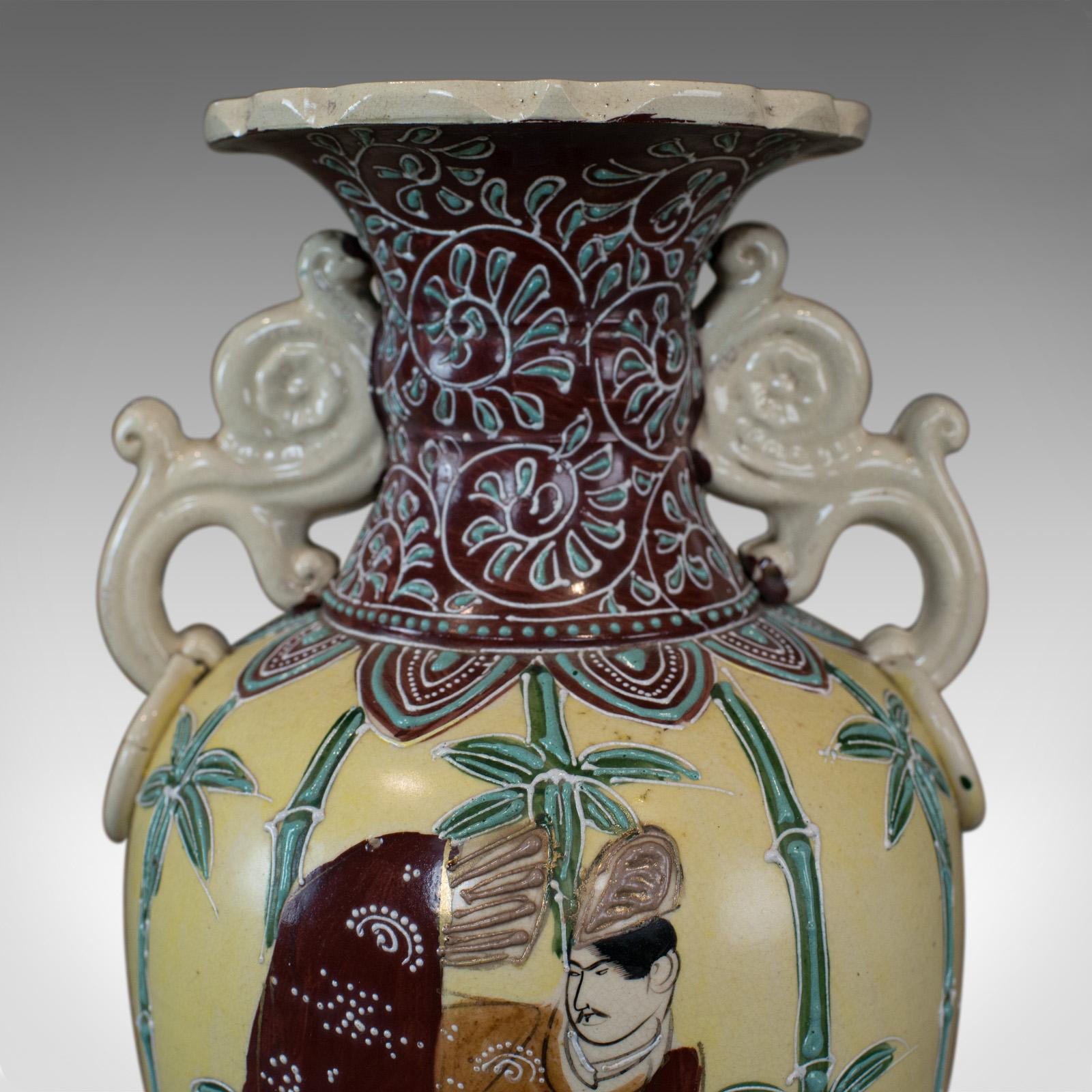 Asian Vintage Baluster Vase, Decorative, Oriental, Ceramic, Urn, 20th Century For Sale