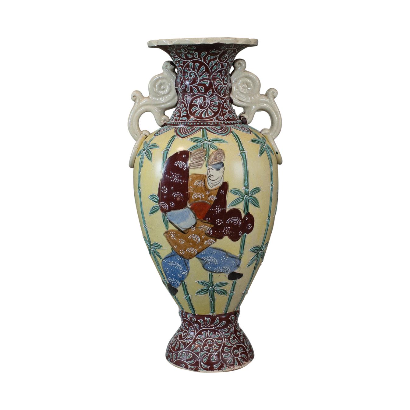 Vintage Baluster Vase, Decorative, Oriental, Ceramic, Urn, 20th Century For Sale