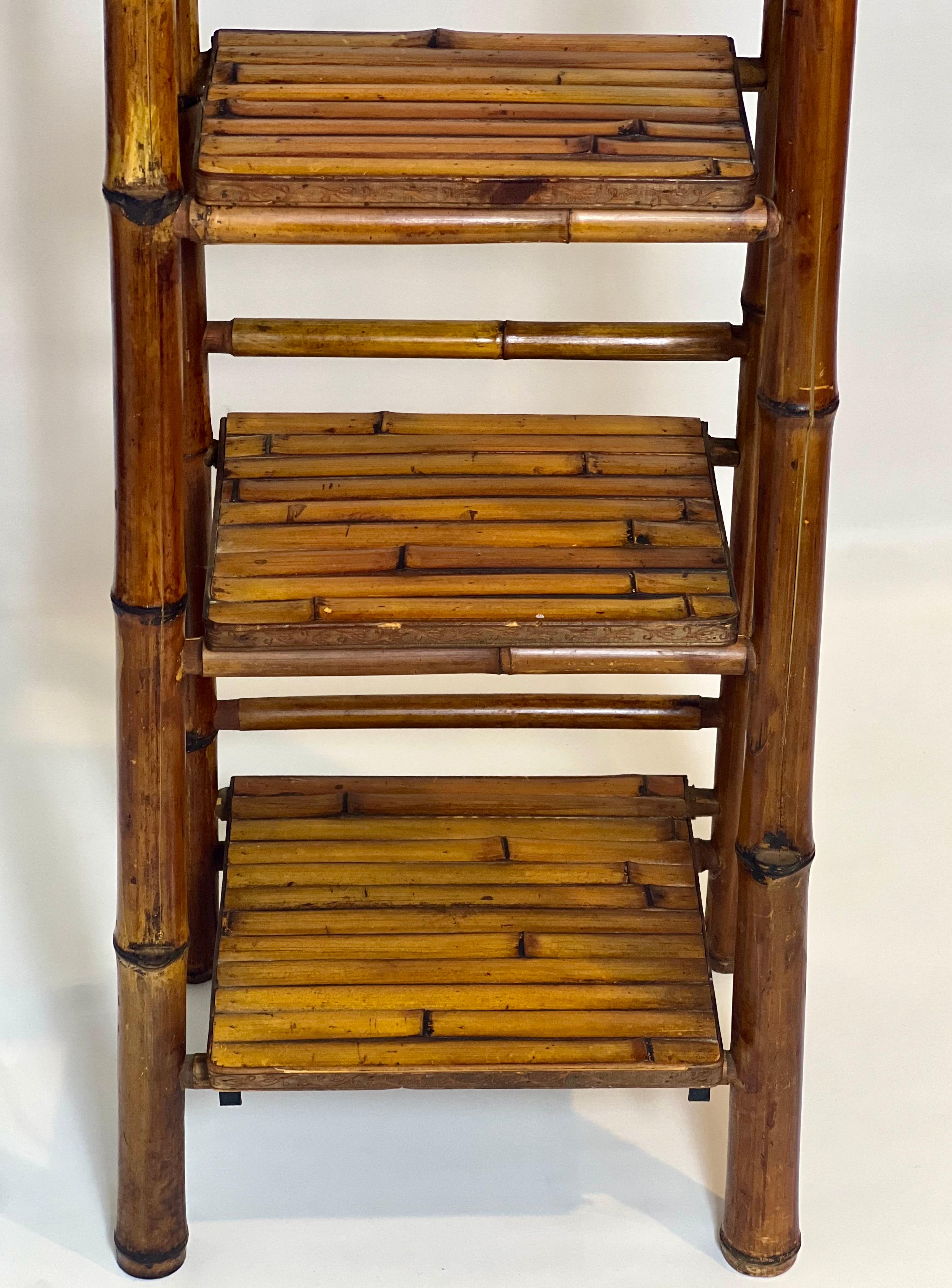 Vintage Bamboo A-Frame Etagere or Book Stand 5