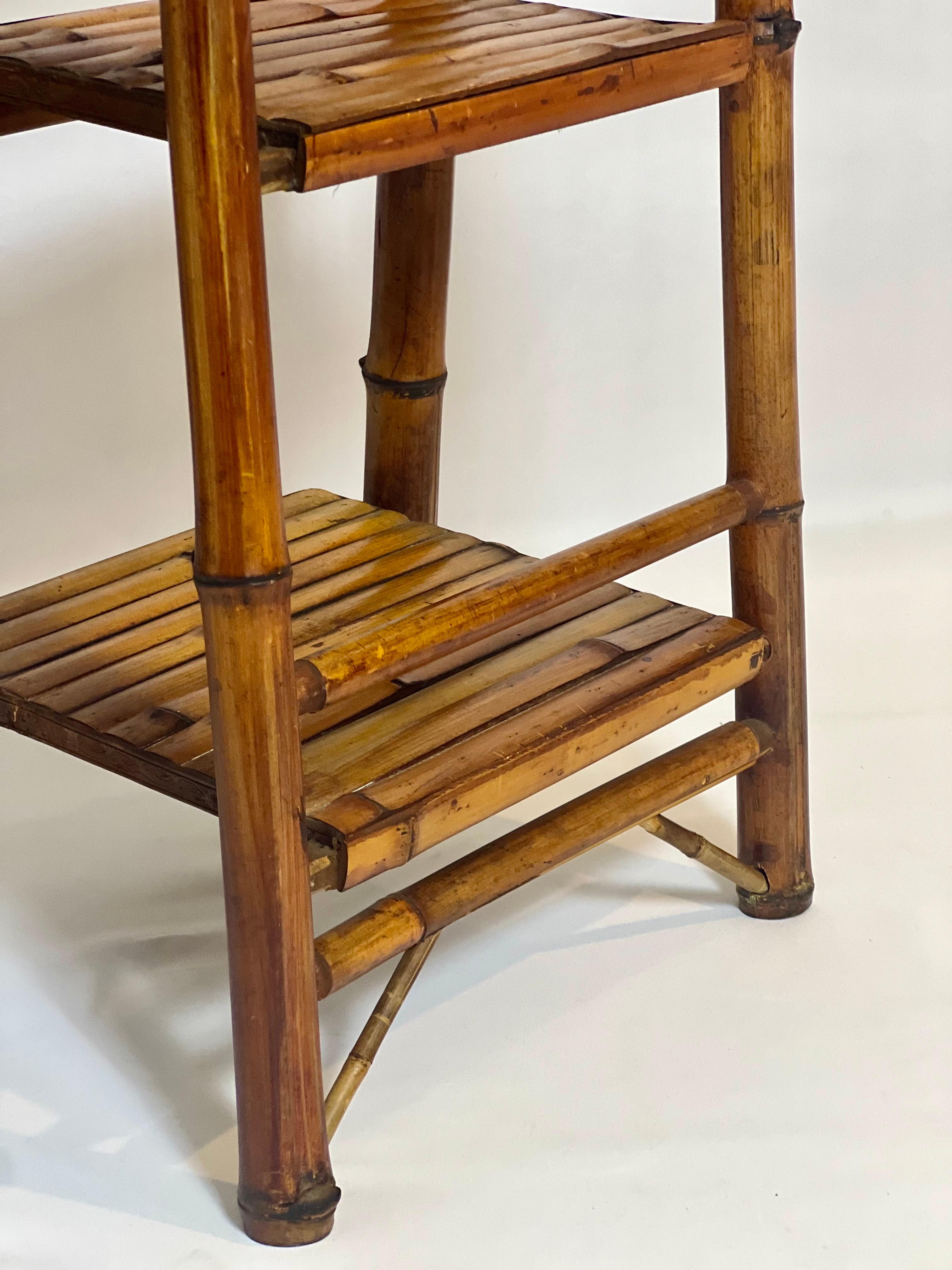 Vintage Bamboo A-Frame Etagere or Book Stand 7