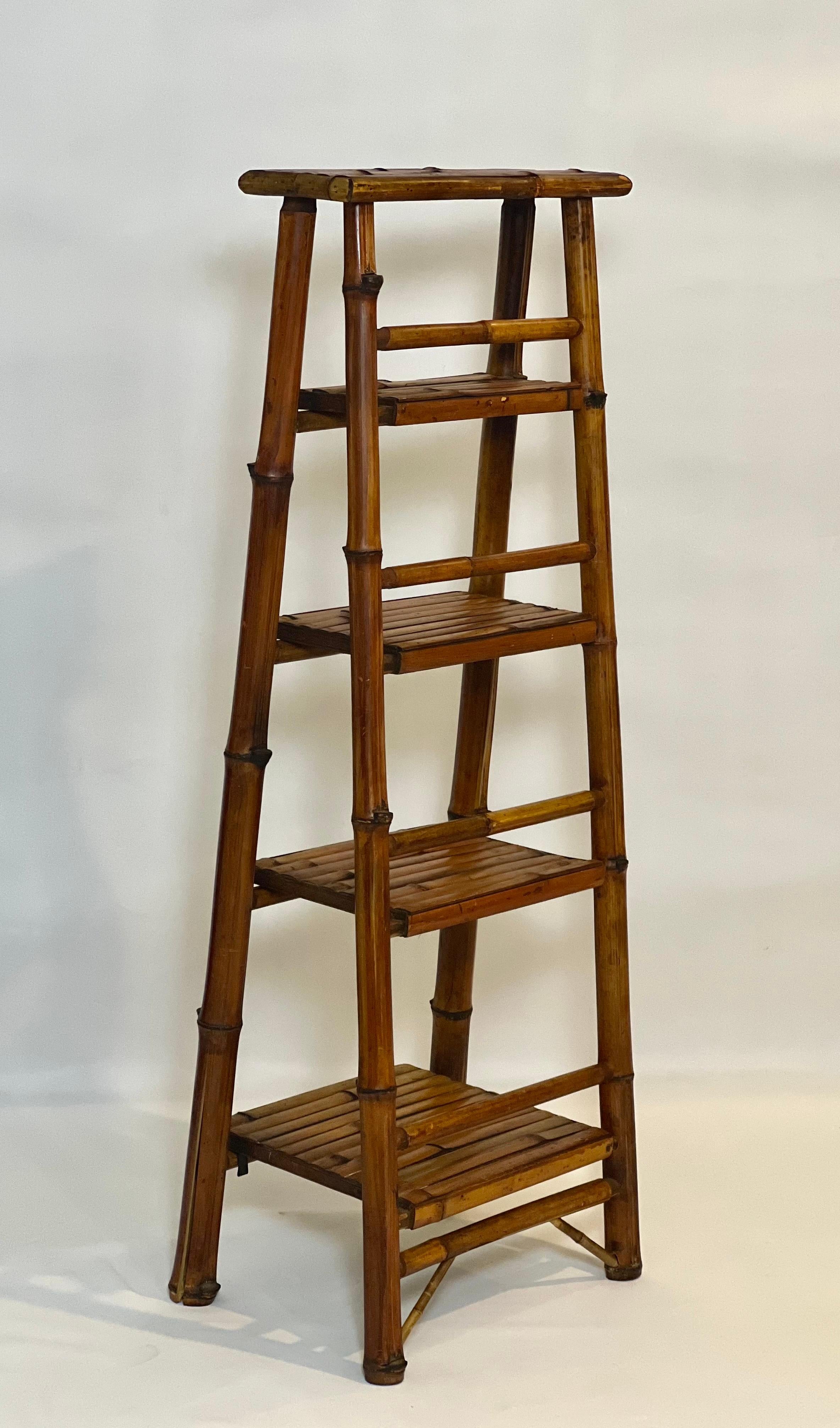 Anglo-Indian Vintage Bamboo A-Frame Etagere or Book Stand