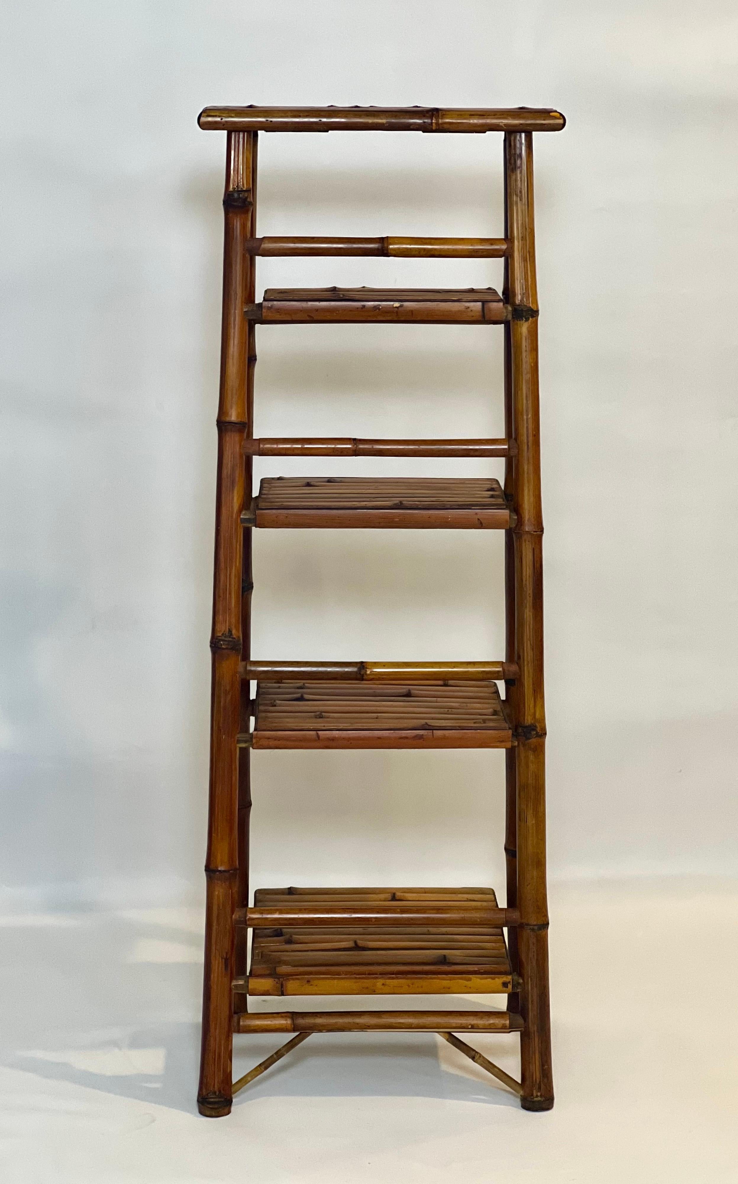 20th Century Vintage Bamboo A-Frame Etagere or Book Stand