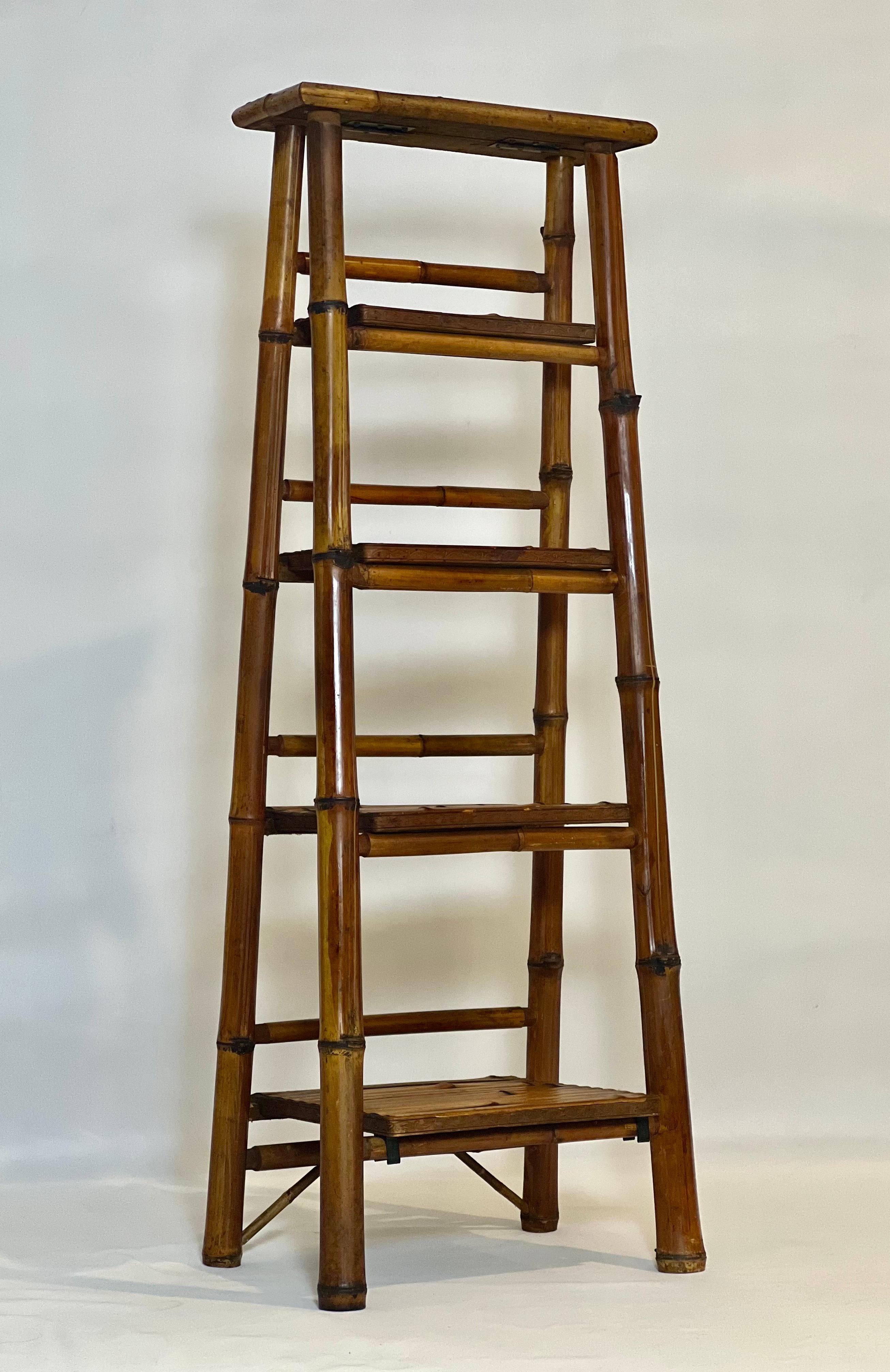 Vintage Bamboo A-Frame Etagere or Book Stand 1