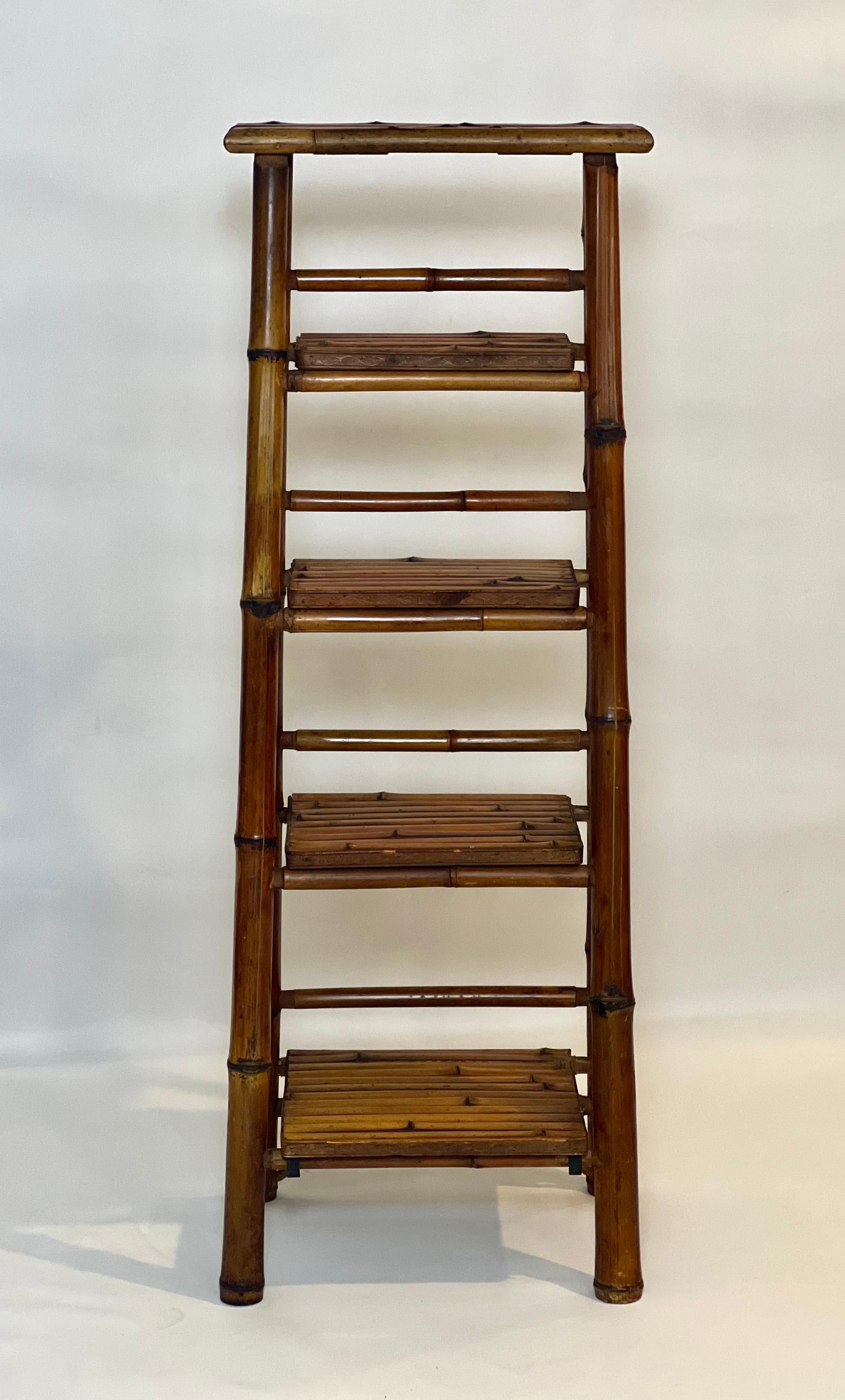 Vintage Bamboo A-Frame Etagere or Book Stand 2