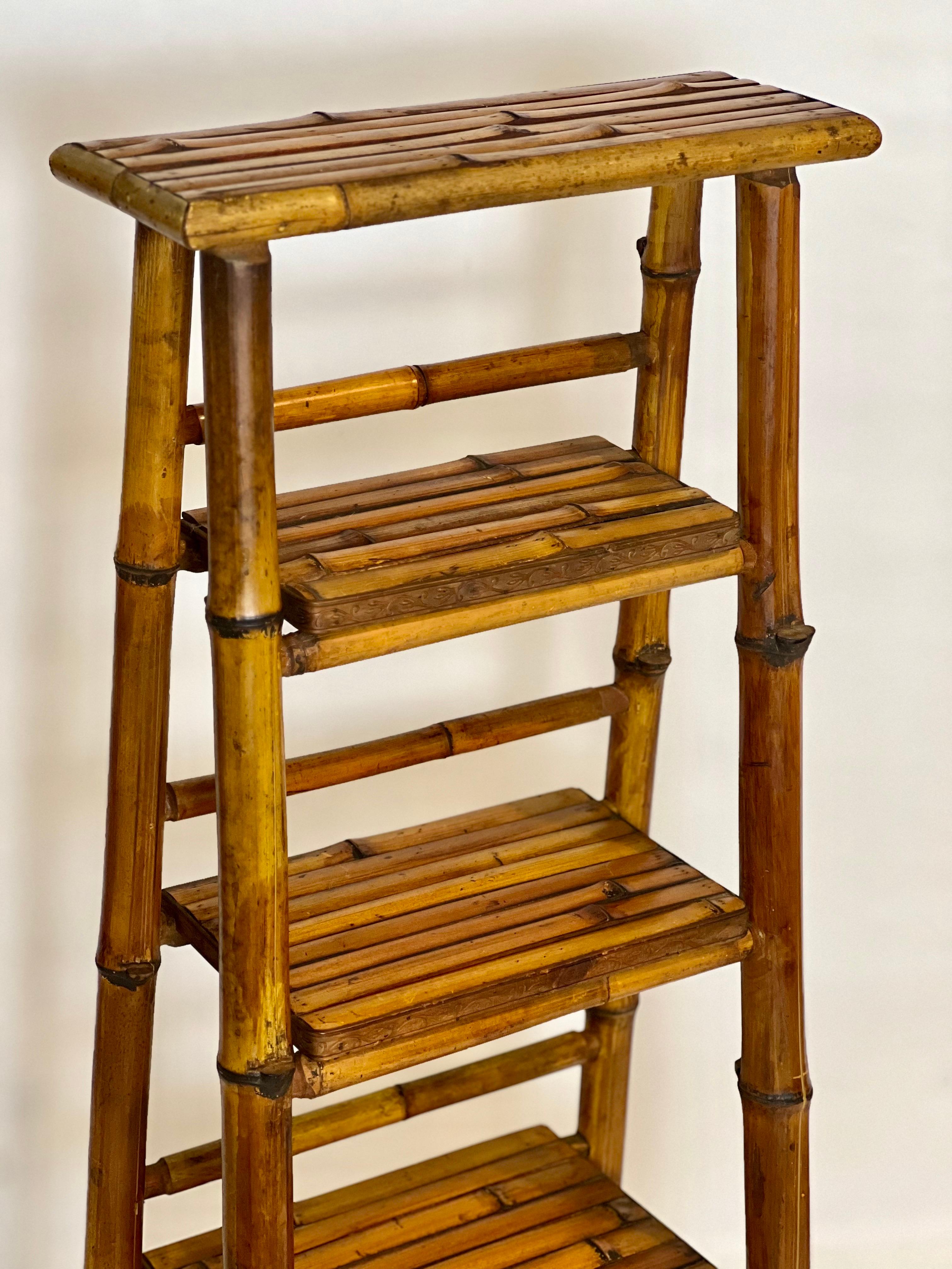 Vintage Bamboo A-Frame Etagere or Book Stand 4