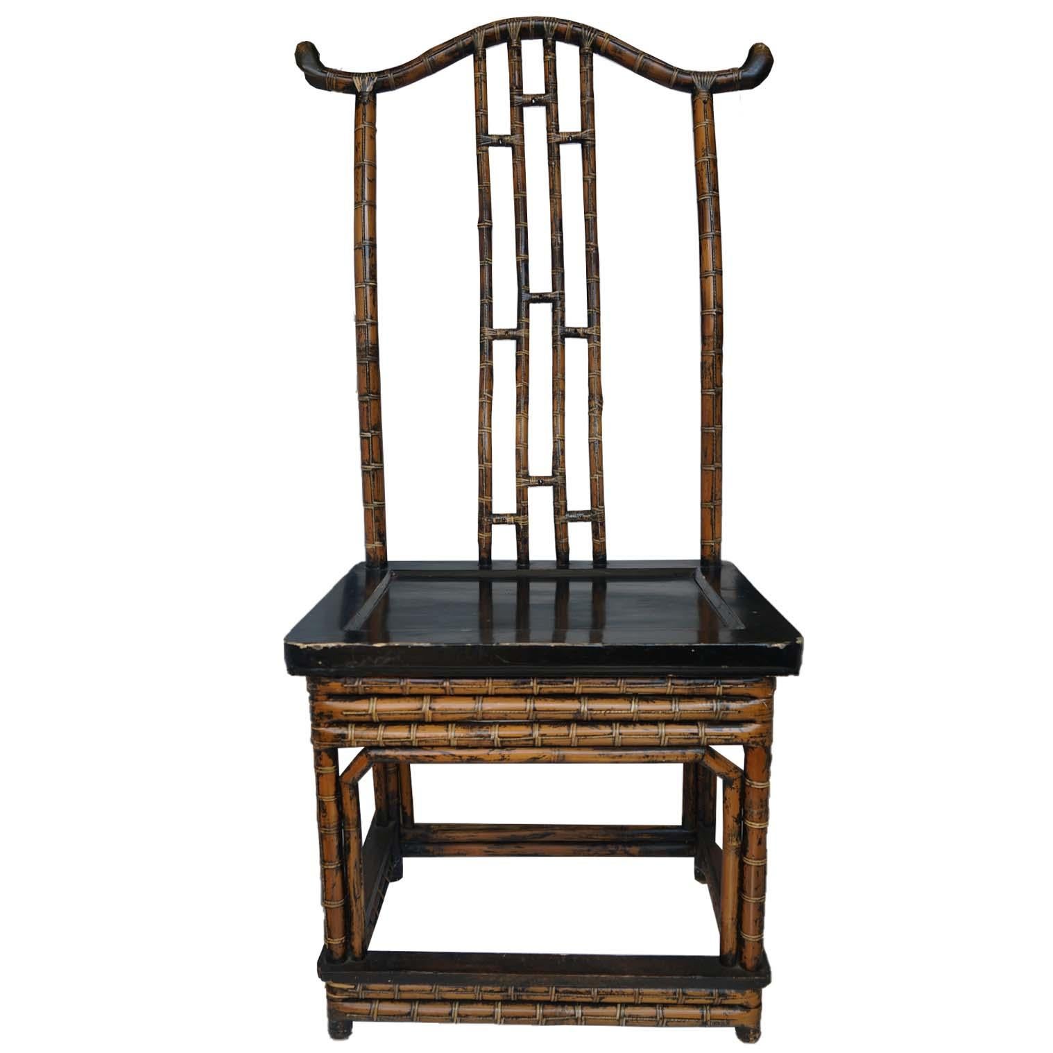 This antique bamboo accent chair is a timeless piece to own. Note, seat is 8.5