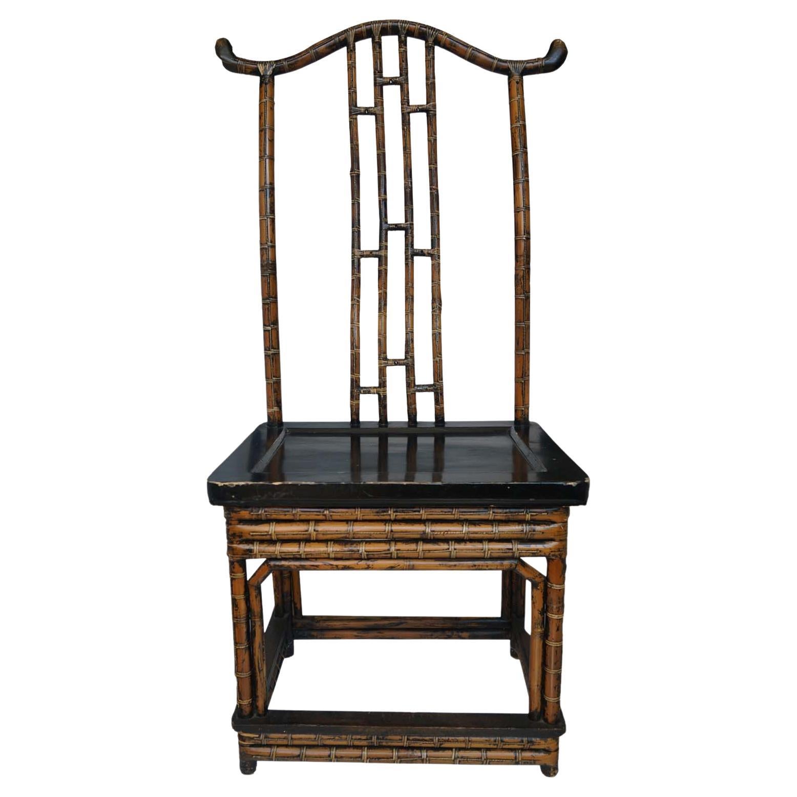 Antique Bamboo Accent Chair For Sale