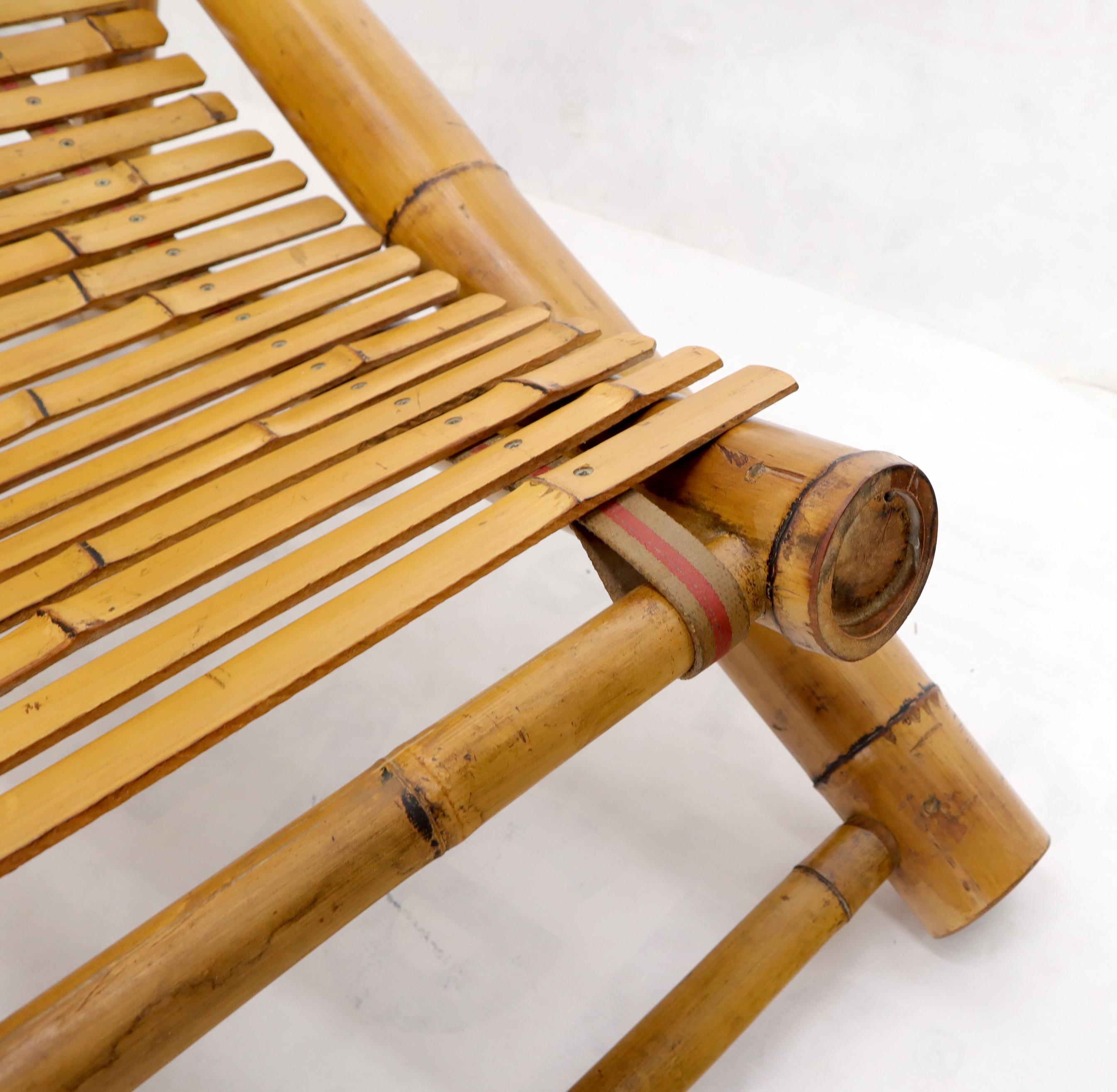 Vintage Bamboo Adjustable Sling Chaise Chair For Sale 2