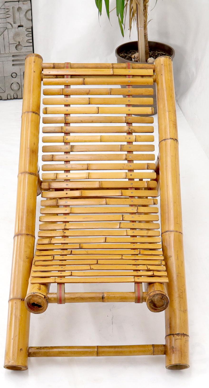 Mid-Century Modern Vintage Bamboo Adjustable Sling Chaise Chair For Sale