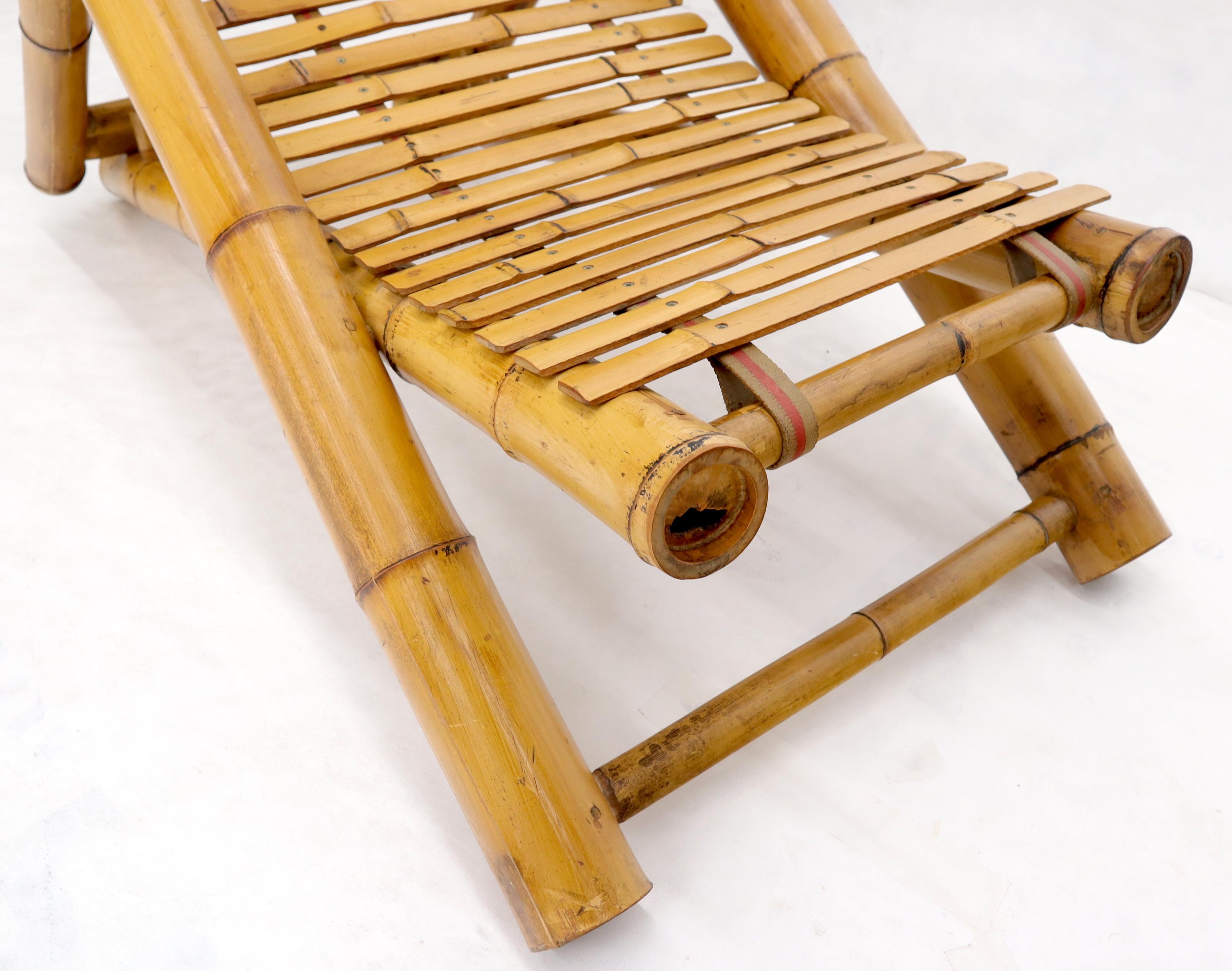 Unknown Vintage Bamboo Adjustable Sling Chaise Chair For Sale