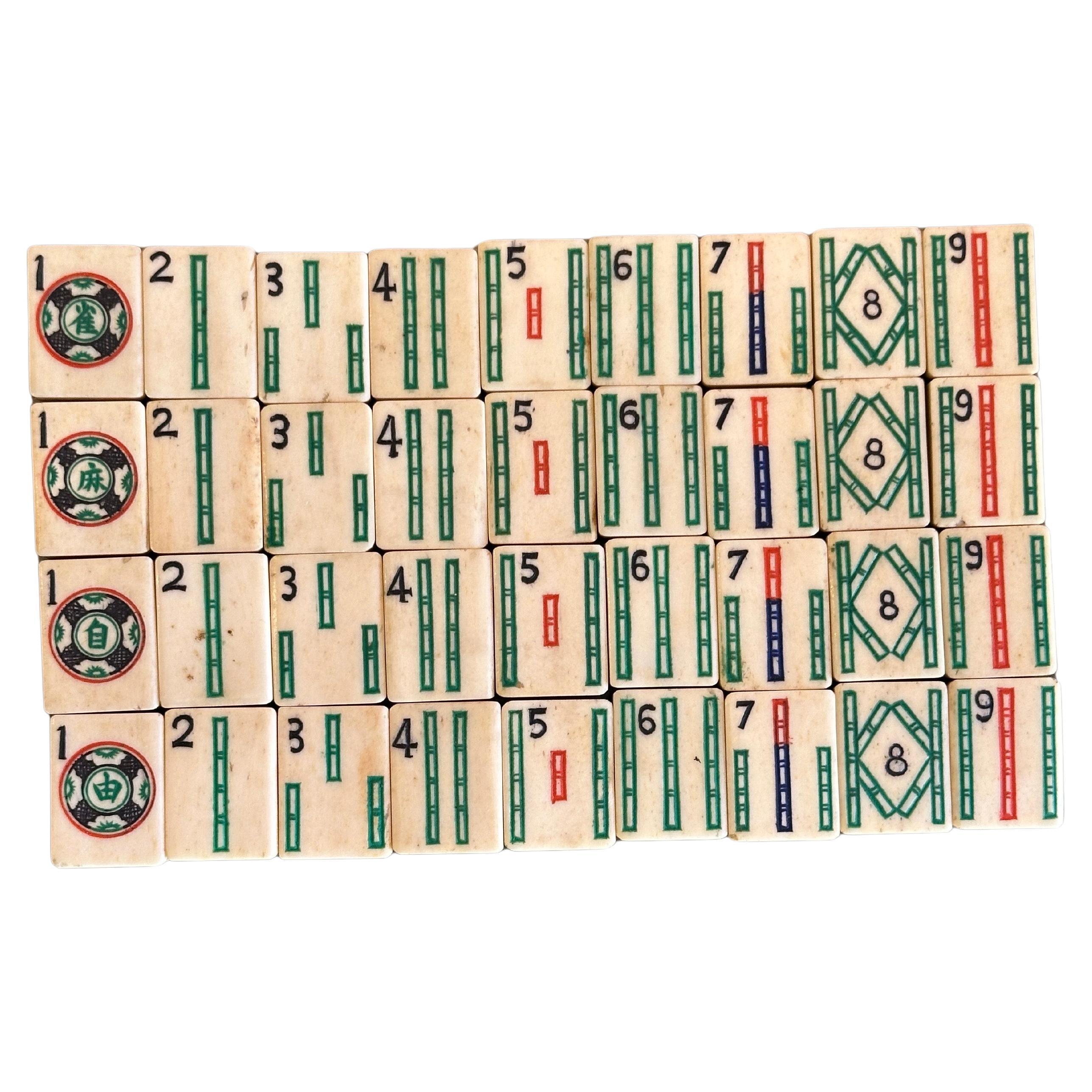 vintage bone and bamboo mahjong set