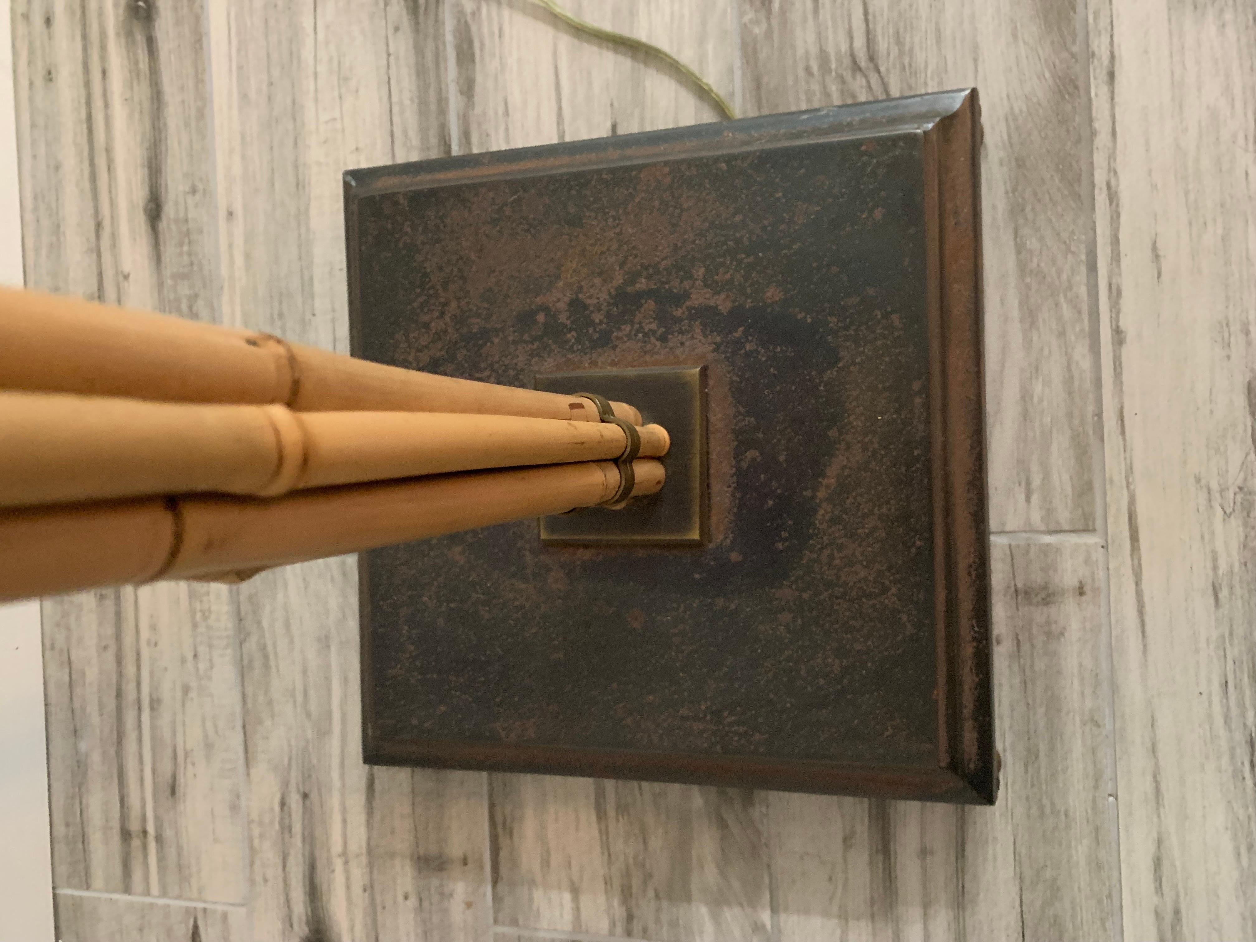 Vintage Bamboo and Brass Floor Lamp with Wicker Shade 5