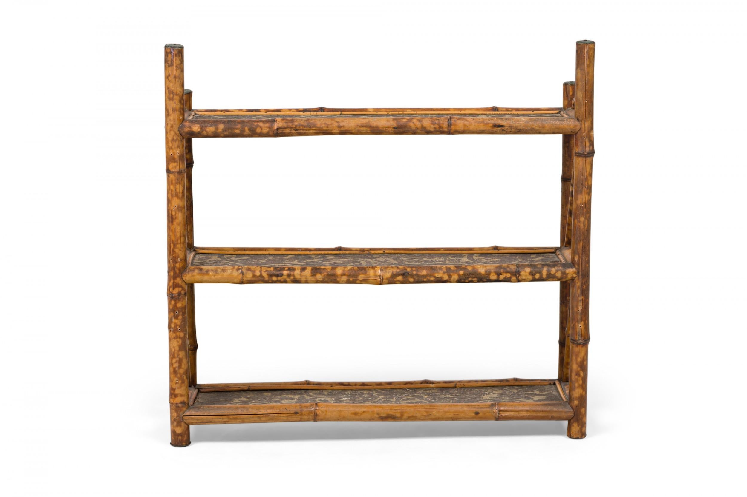 20th Century Vintage Bamboo and Carved Wood Wall Shelf