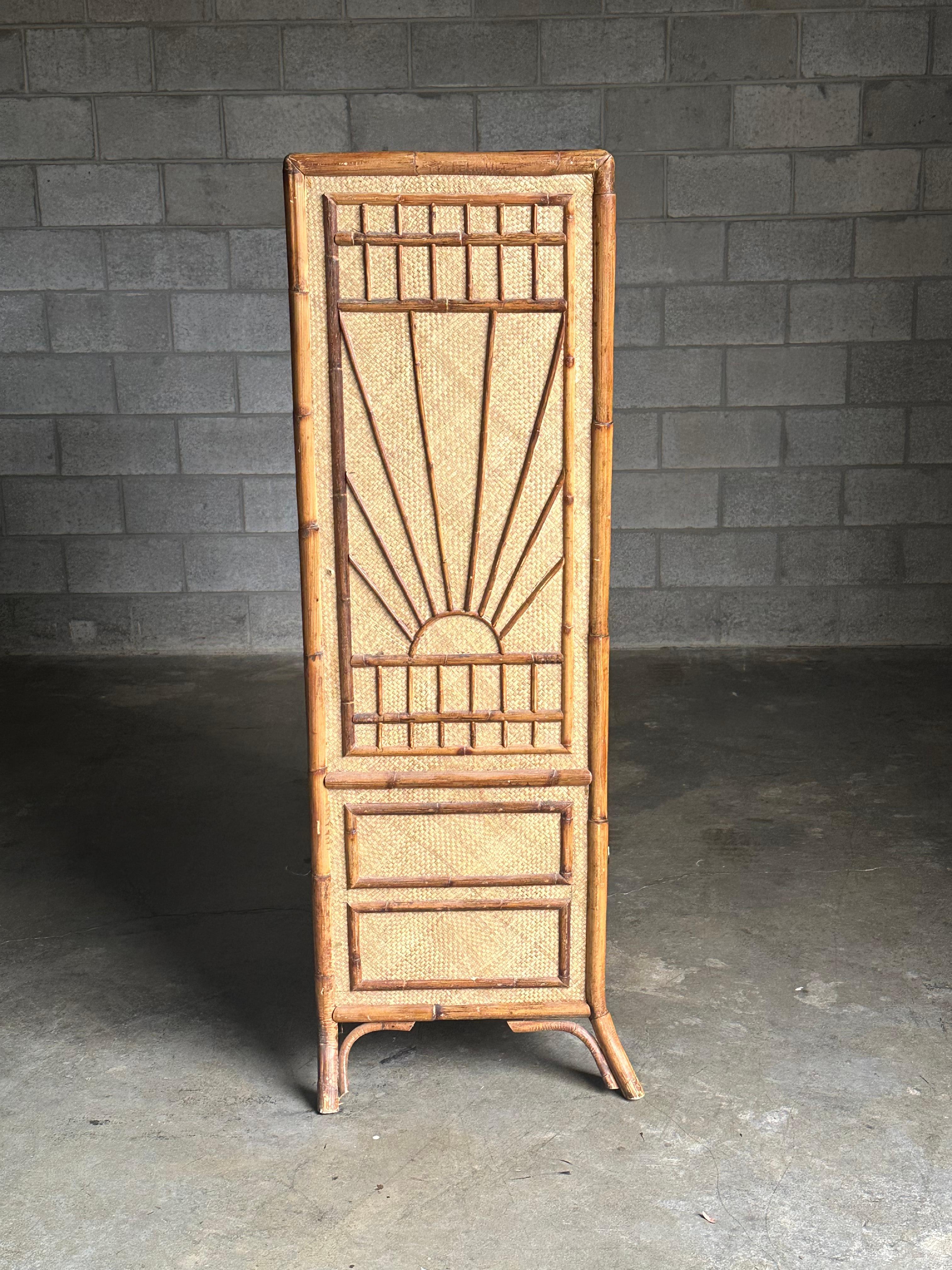 Vintage Bamboo and Grass Cloth Dresser / Armoire 3