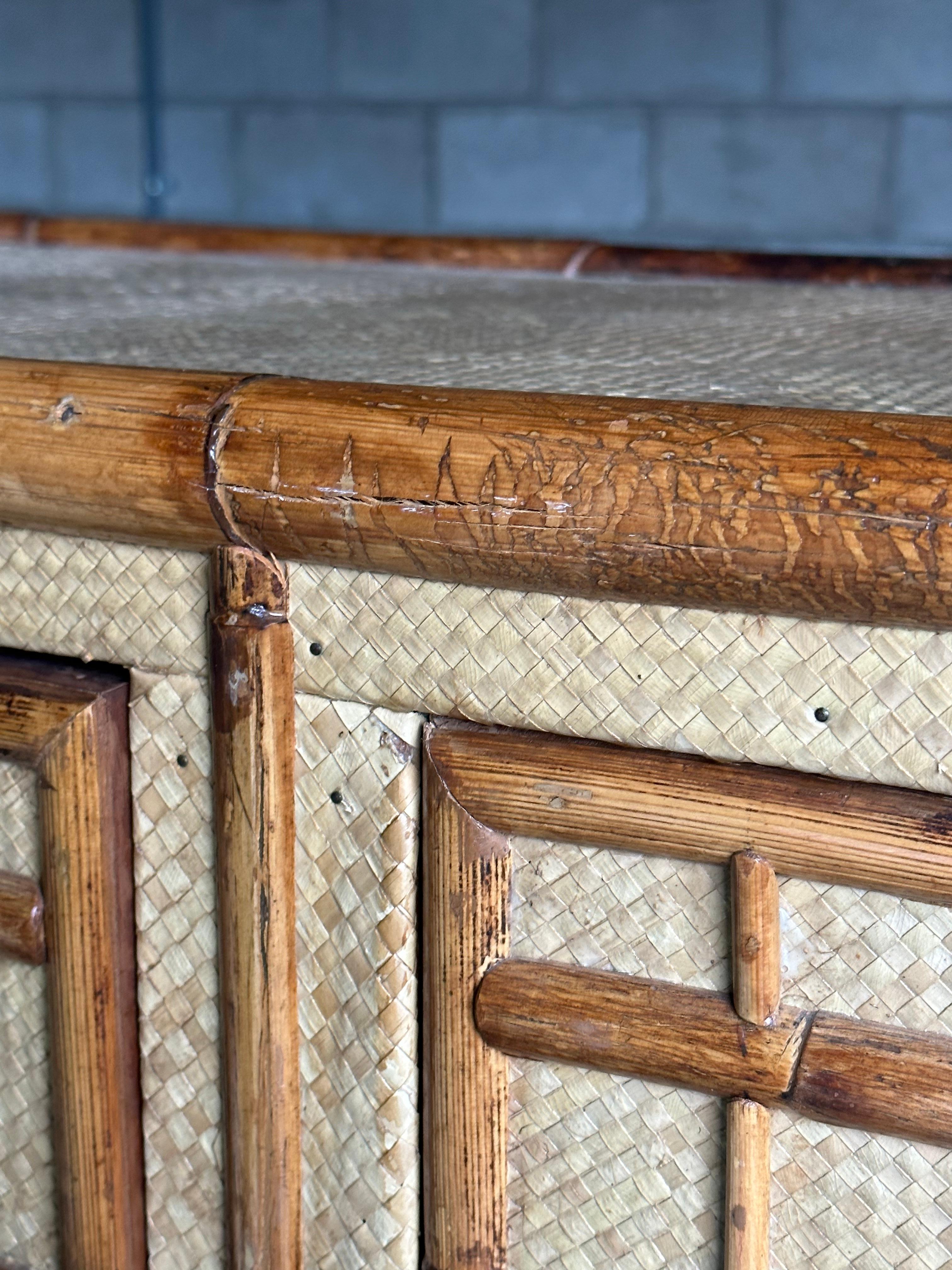 Vintage Bamboo and Grass Cloth Dresser / Armoire 5