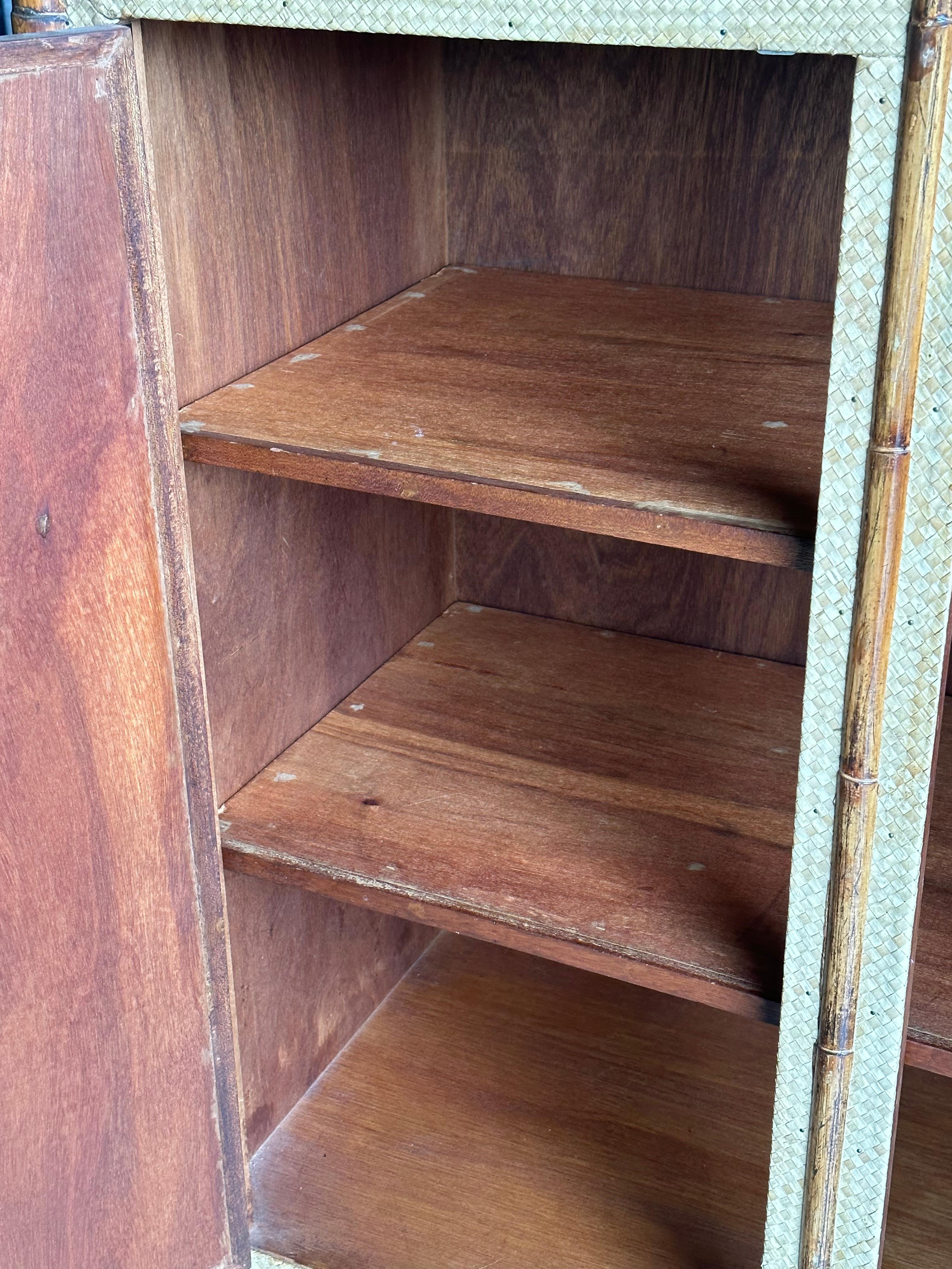 Vintage Bamboo and Grass Cloth Dresser / Armoire In Good Condition In St.Petersburg, FL