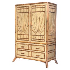 Vintage Bamboo and Grass Cloth Dresser / Armoire