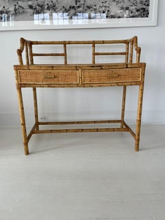 Vintage Bamboo and Grass Cloth Desk