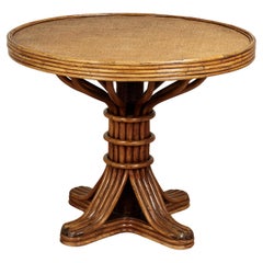 Vintage Bamboo and Grasscloth Dining or Center Table