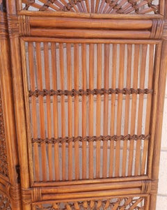 Vintage Bamboo and Rattan 3 Panel Room Divider Screen