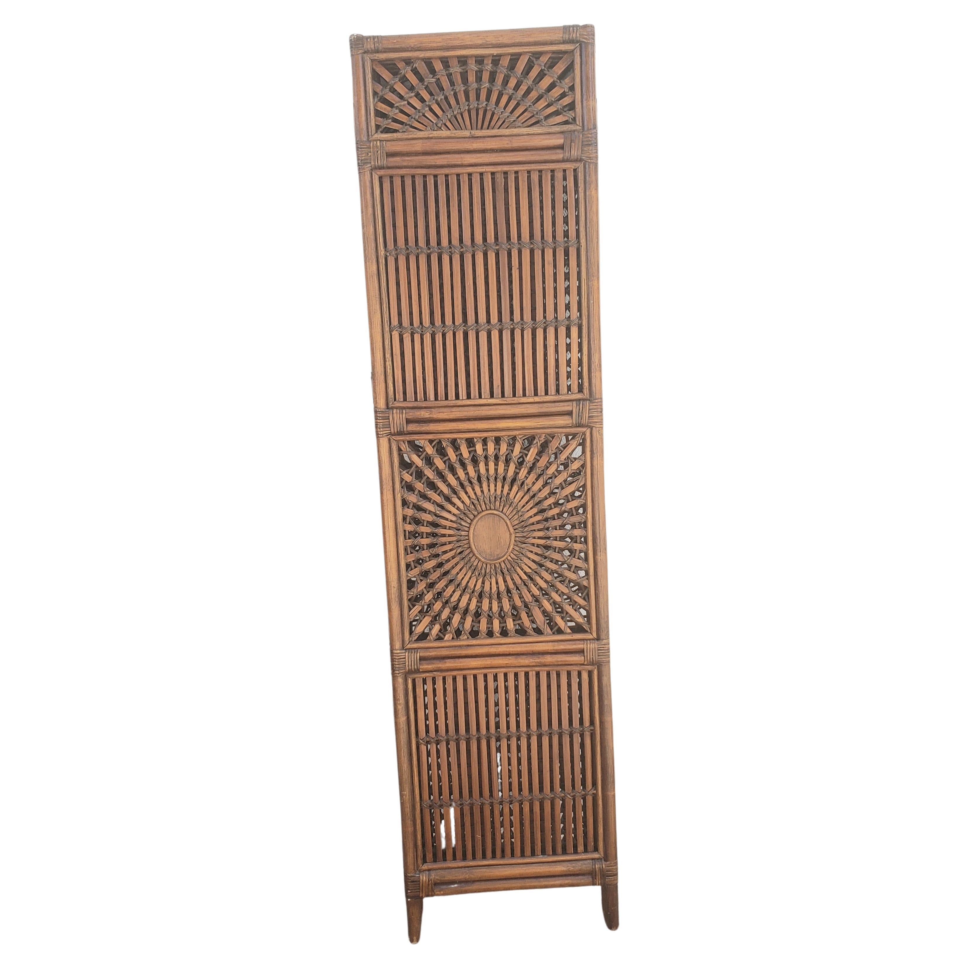 Vintage Bamboo and Rattan 3 Panel Room Divider Screen 1
