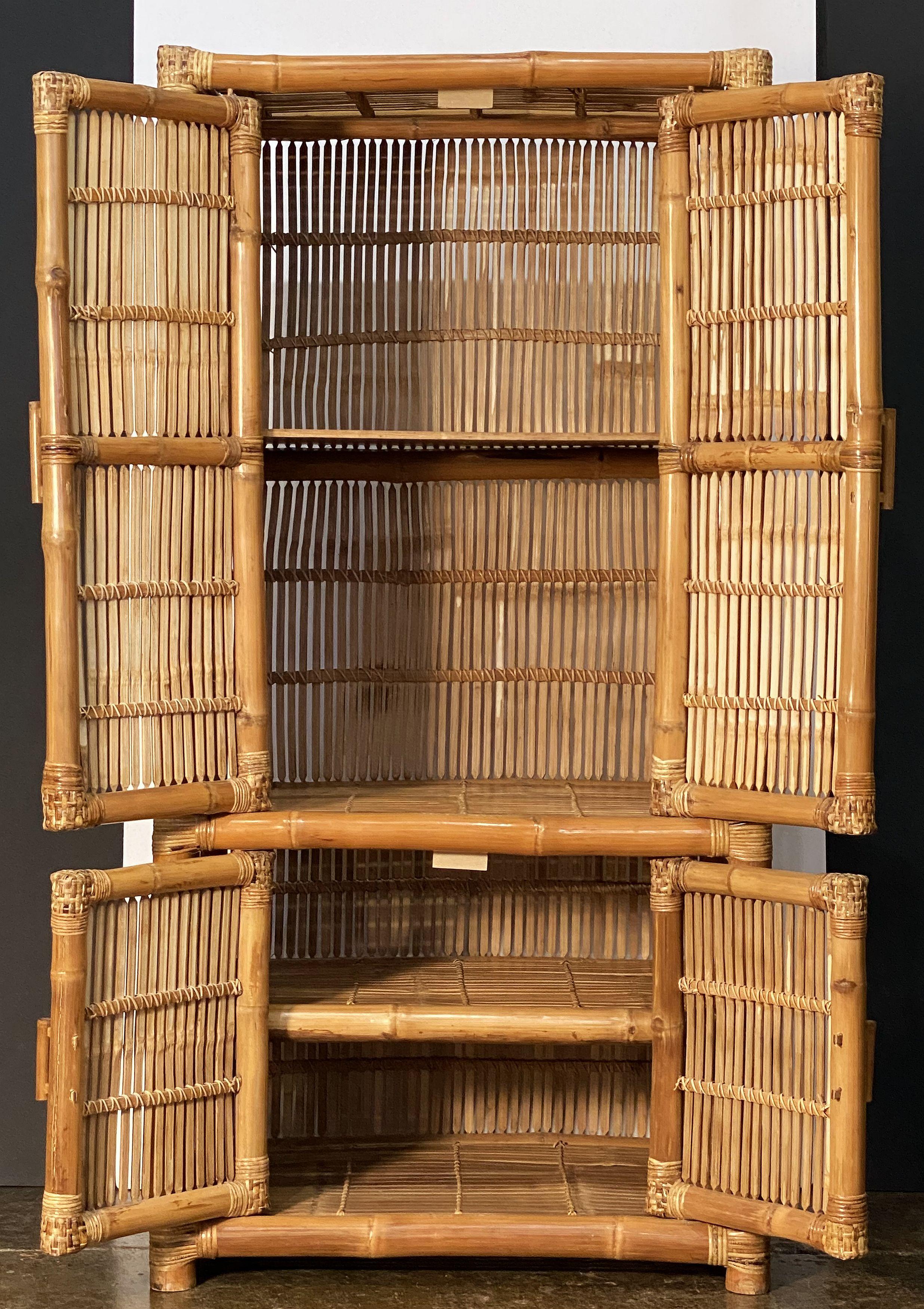 Vintage Bamboo and Rattan Armoire or Cabinet 2