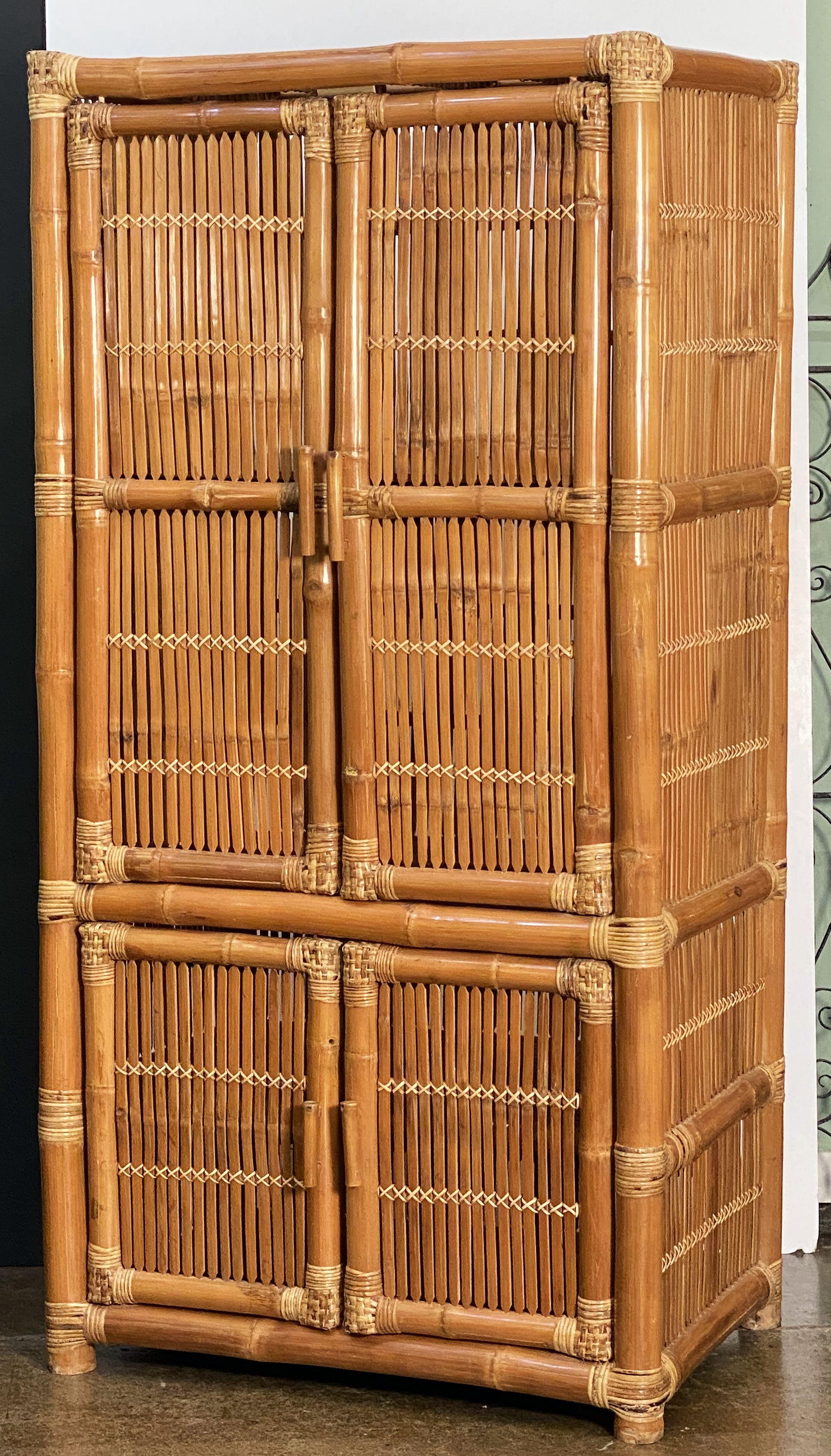Vintage Bamboo and Rattan Armoire or Cabinet 3