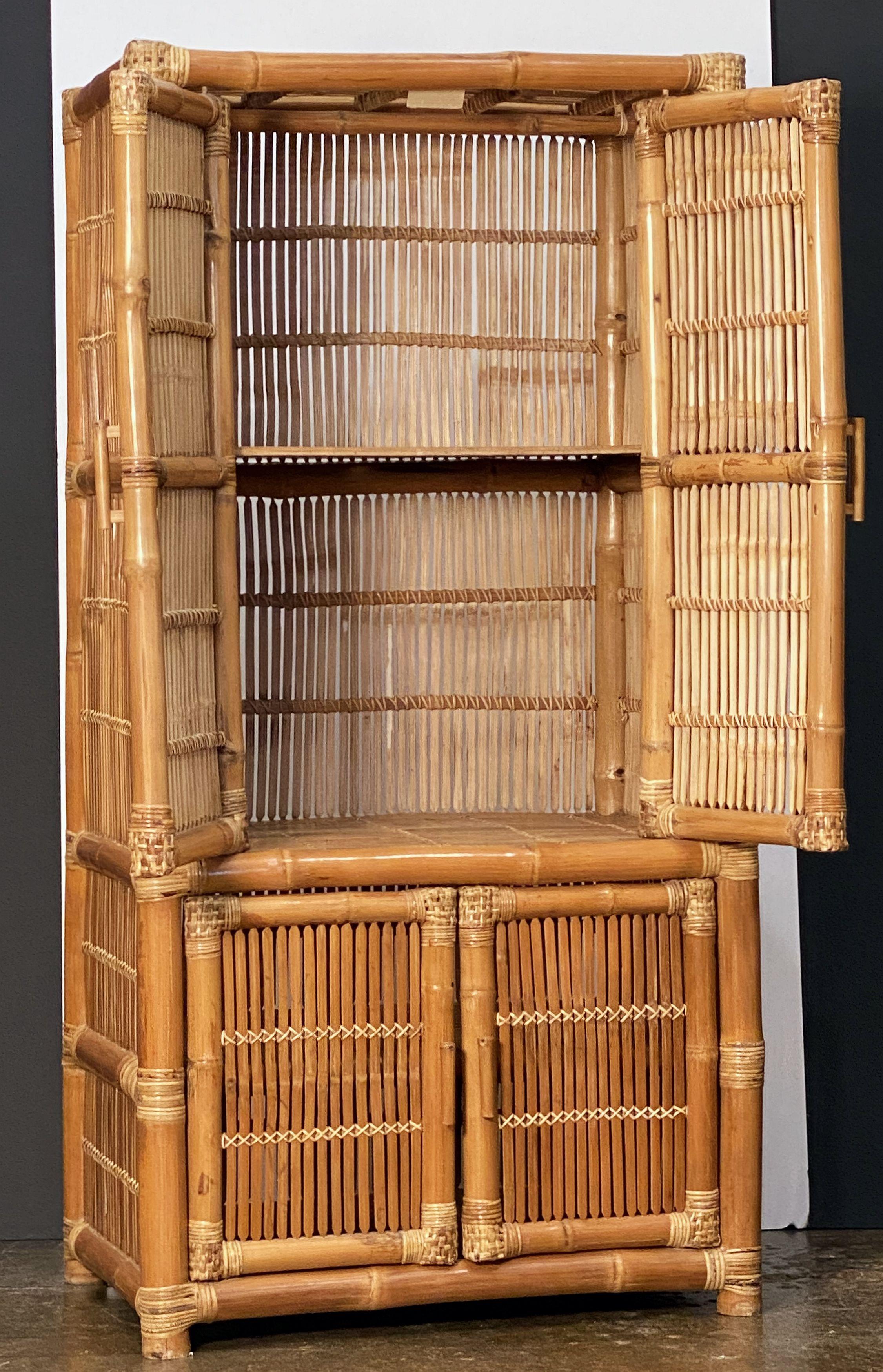 Vintage Bamboo and Rattan Armoire or Cabinet 12